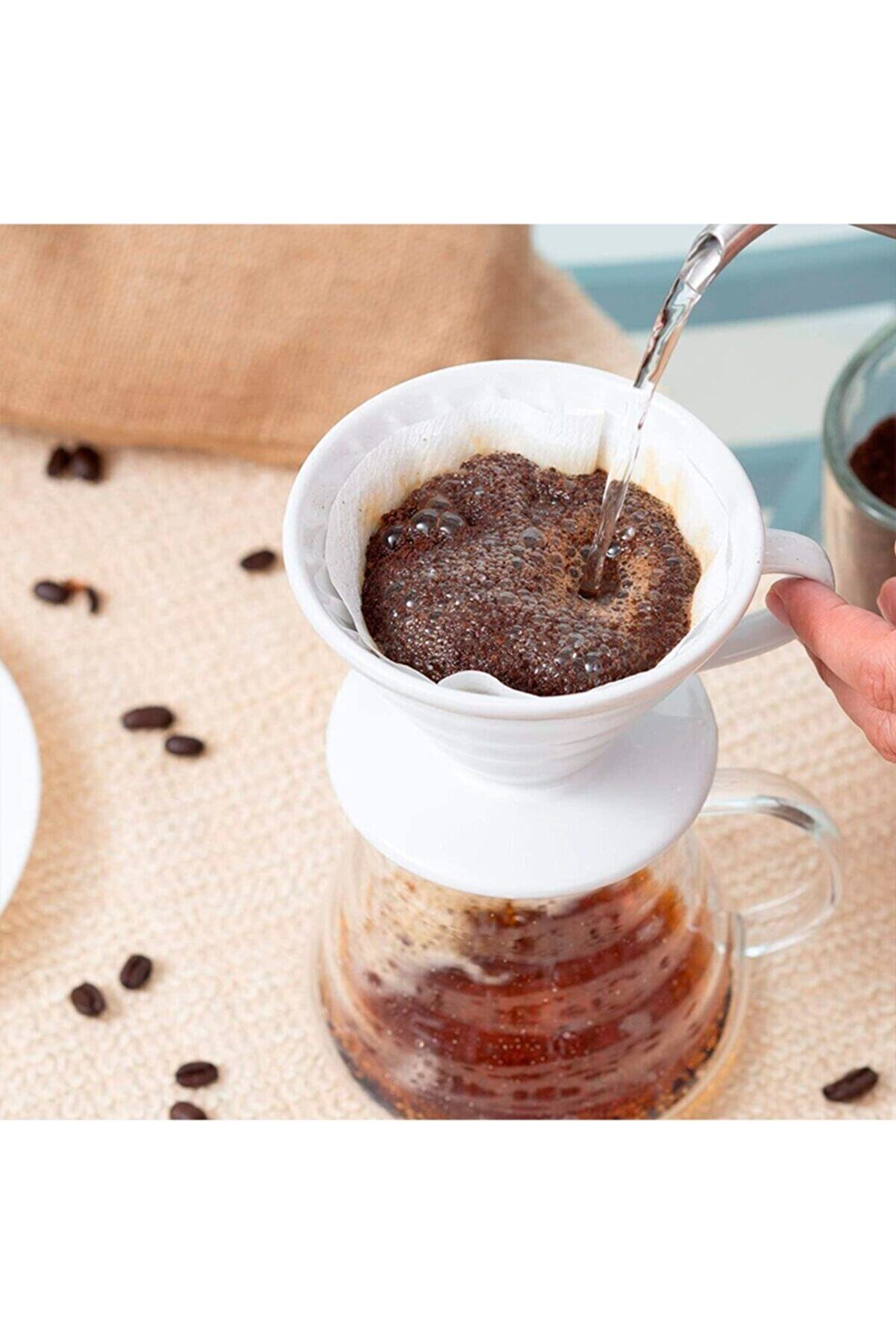 Porselen V60 Filtre Kahve Demleme Fincanı Dripper