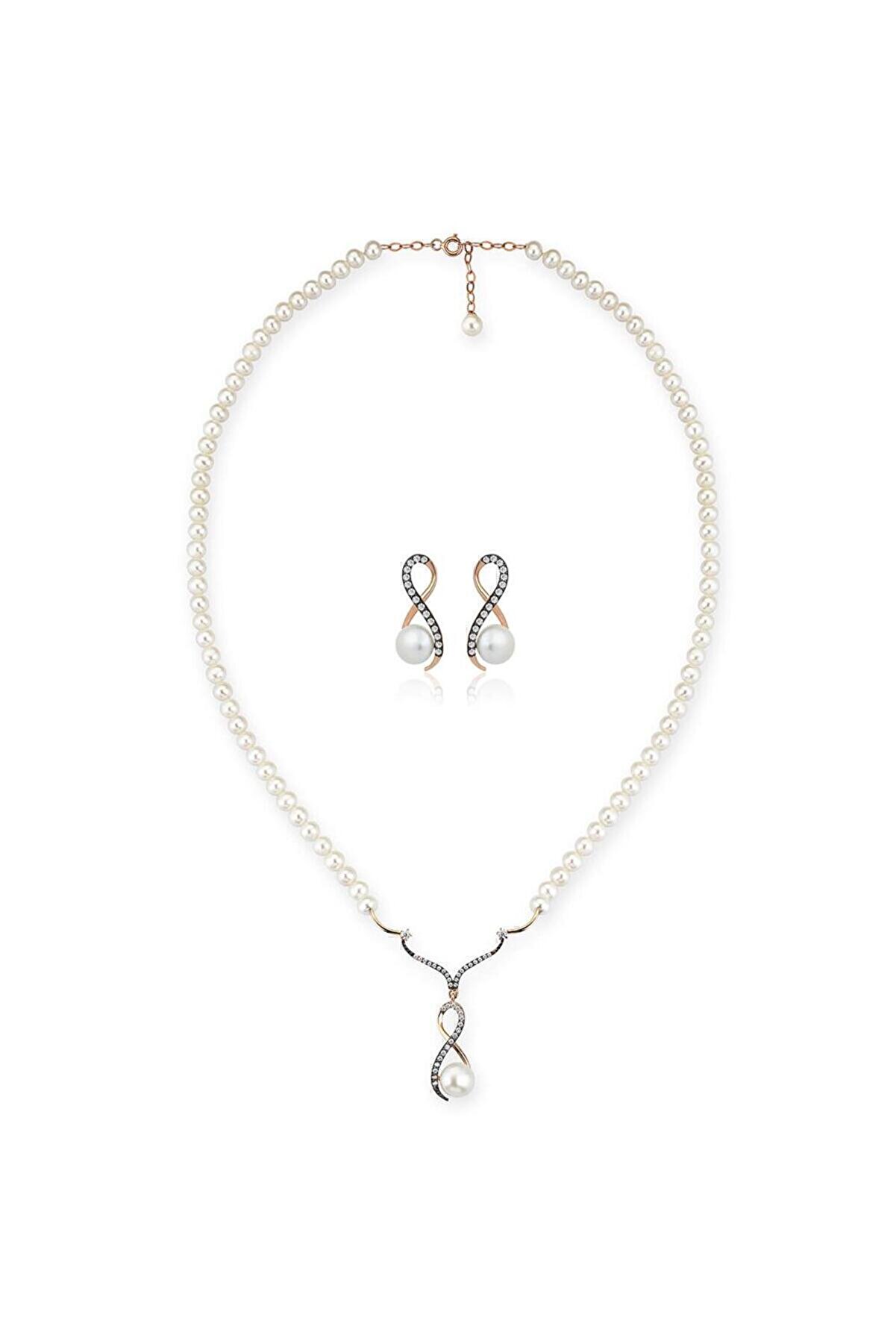 Altın 2'li inci Set