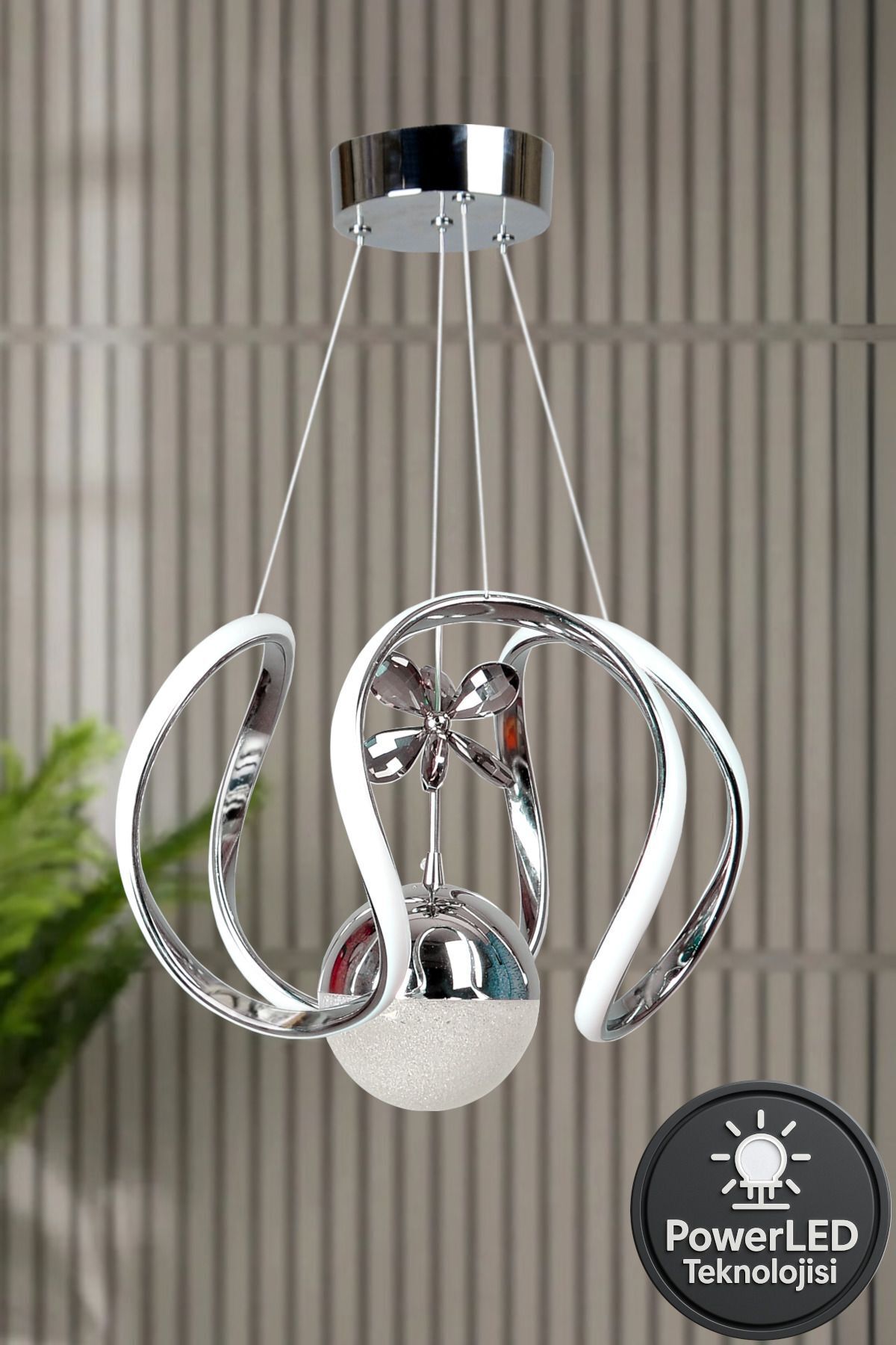 Clasy Model Krom Kaplama Metal Salon Mutfak Oturma Yatak Odası Modern Led Sarkıt Avize Beyaz Işık