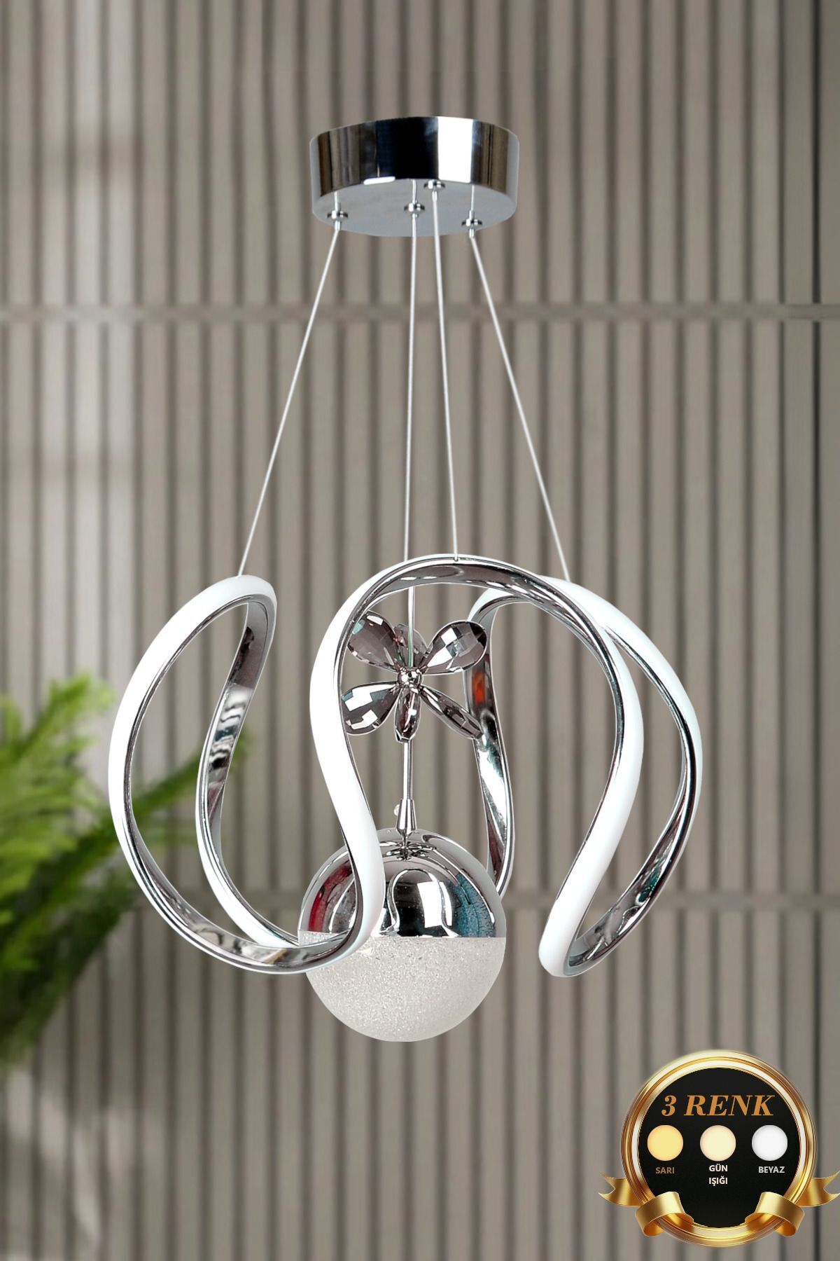 Clasy Model Krom Kaplama 3 Renk Metal Salon Mutfak Oturma Yatak Odası Modern Led Sarkıt Avize