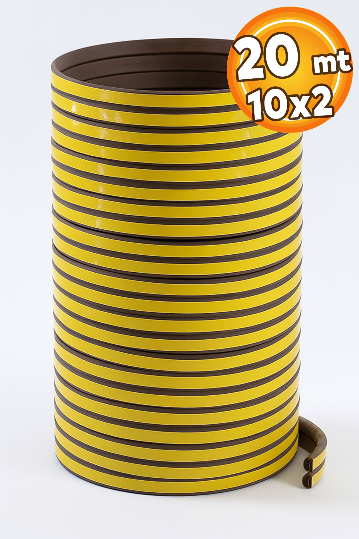 Yapışkanlı 10x2=20 Metre (KAHVERENGİ) Kapı Pencere Bandı Fitili Soğuk Izolasyon Kauçuk Bantları