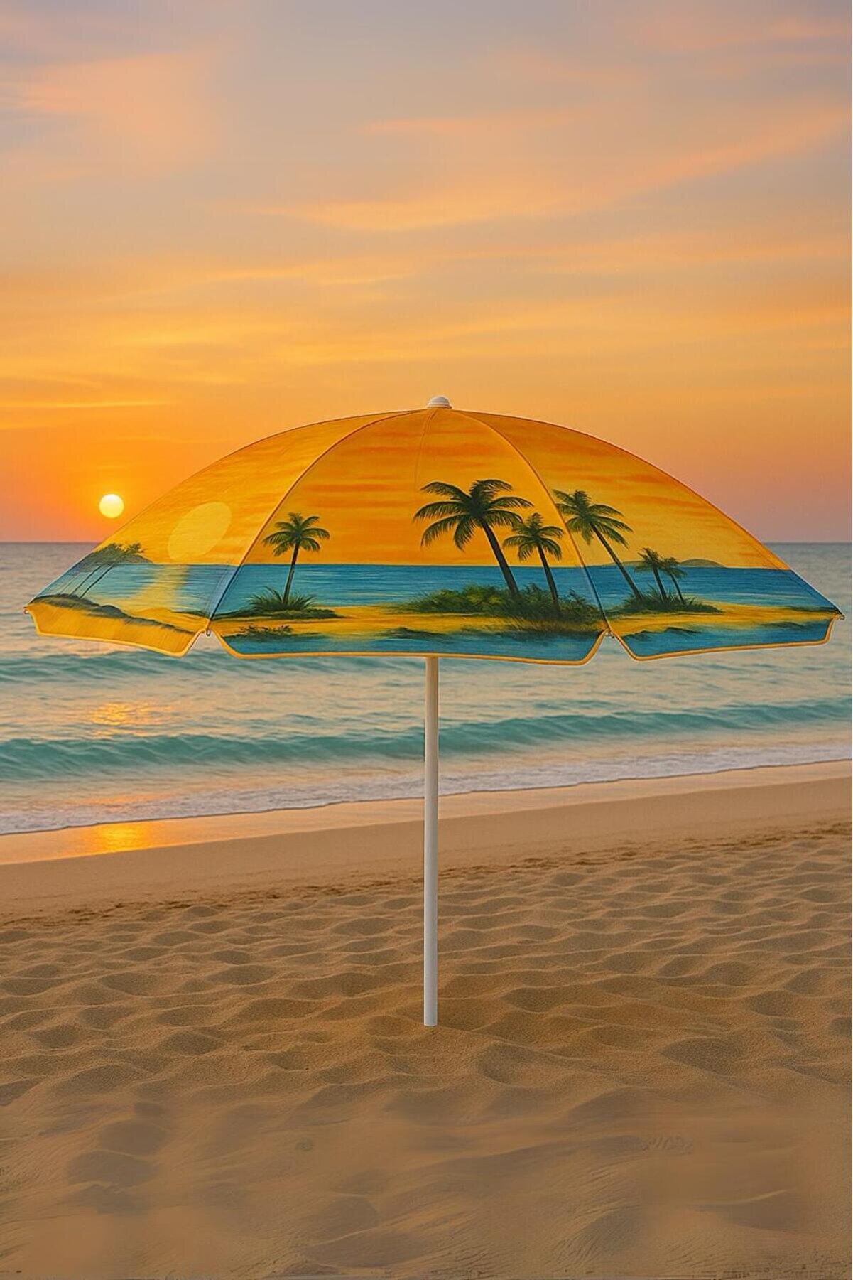 Eğilebilir 8 Telli 170 Cm Plaj Şemsiyesi, Renkli, Yüksek Kalite