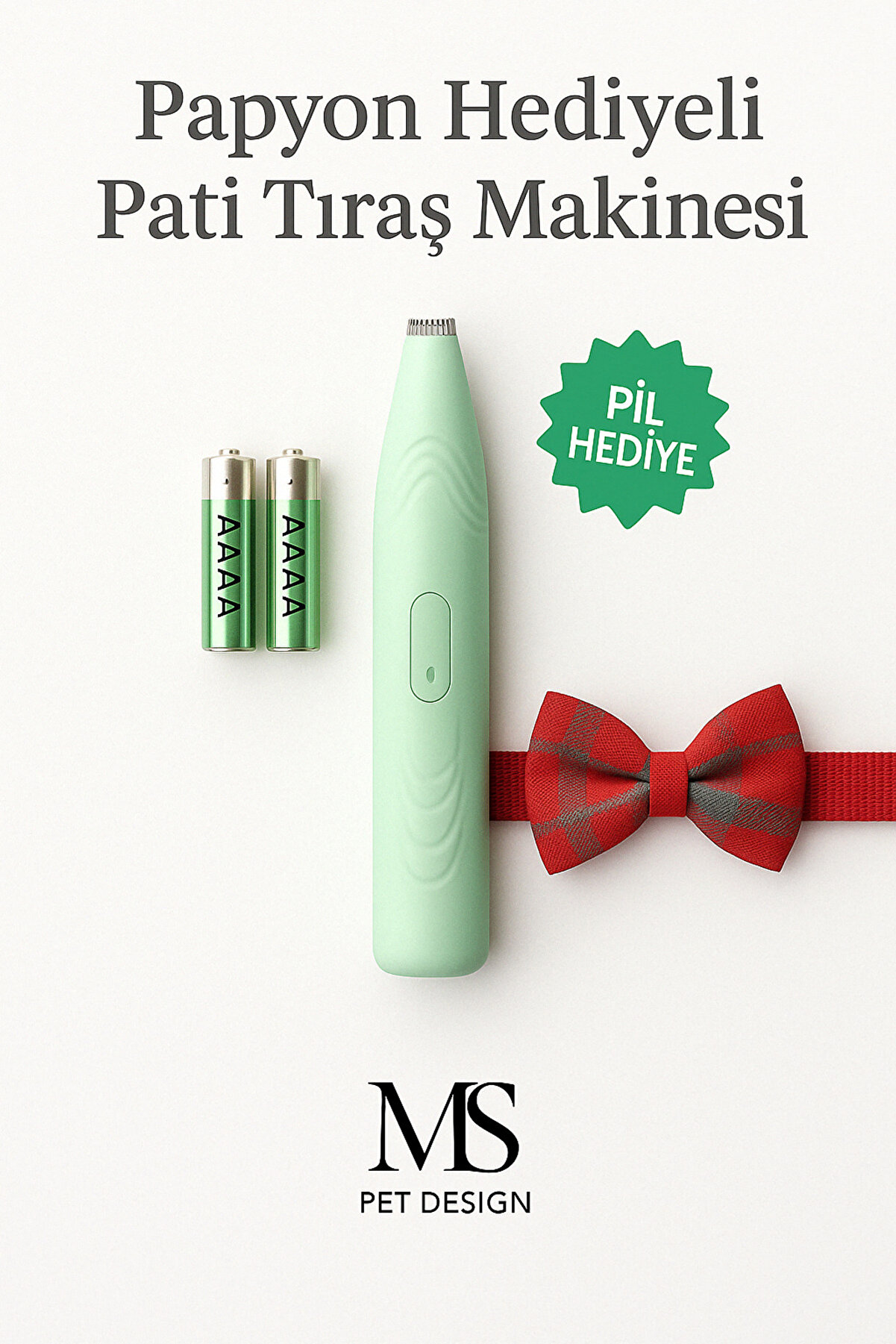 Kedi/köpekler Için Profesyonel Tıraş Makinesi (PATİ VE HASSAS BÖLGELER)2 Adet Pil Ve Papyon Hediyeli