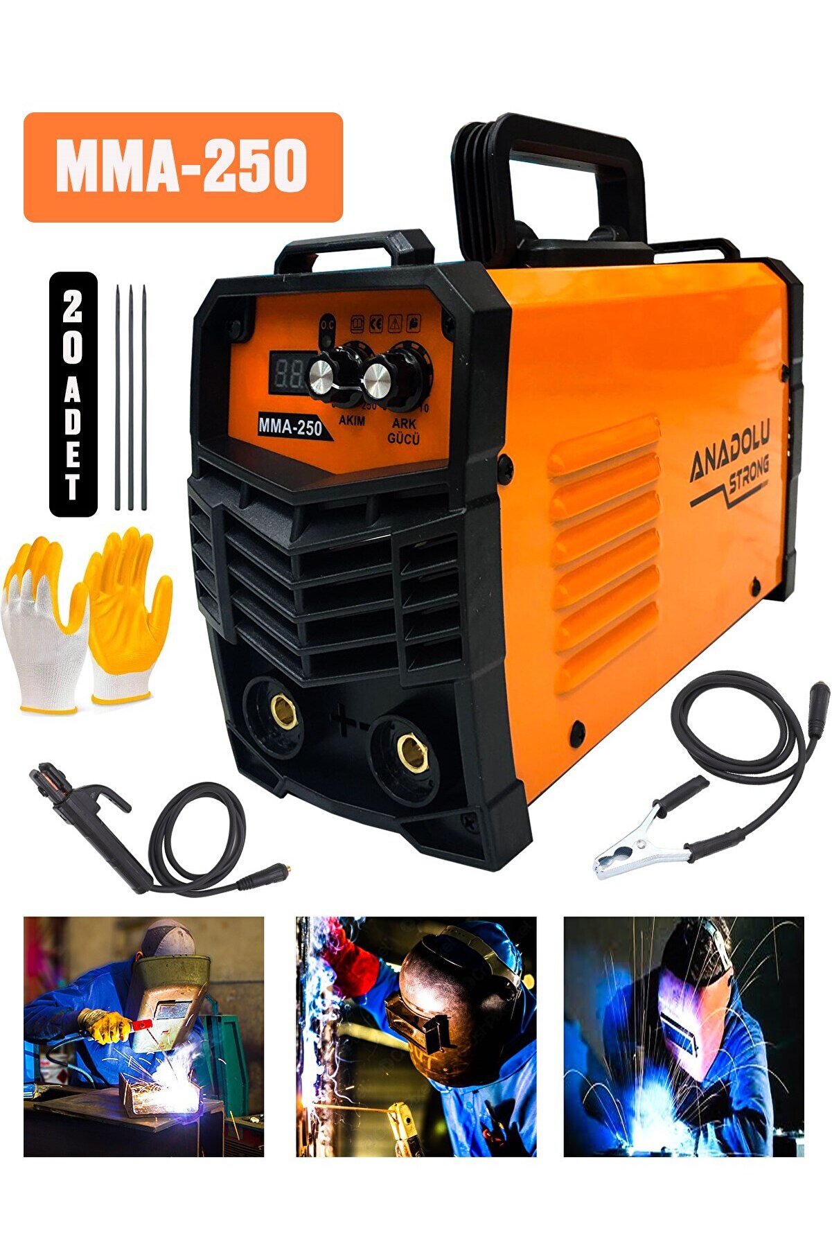 Bakır Sargı 250 Amper Dijital Gösterge Çift Kart Soğutma Kaynak Makinesi Yerli Üretim