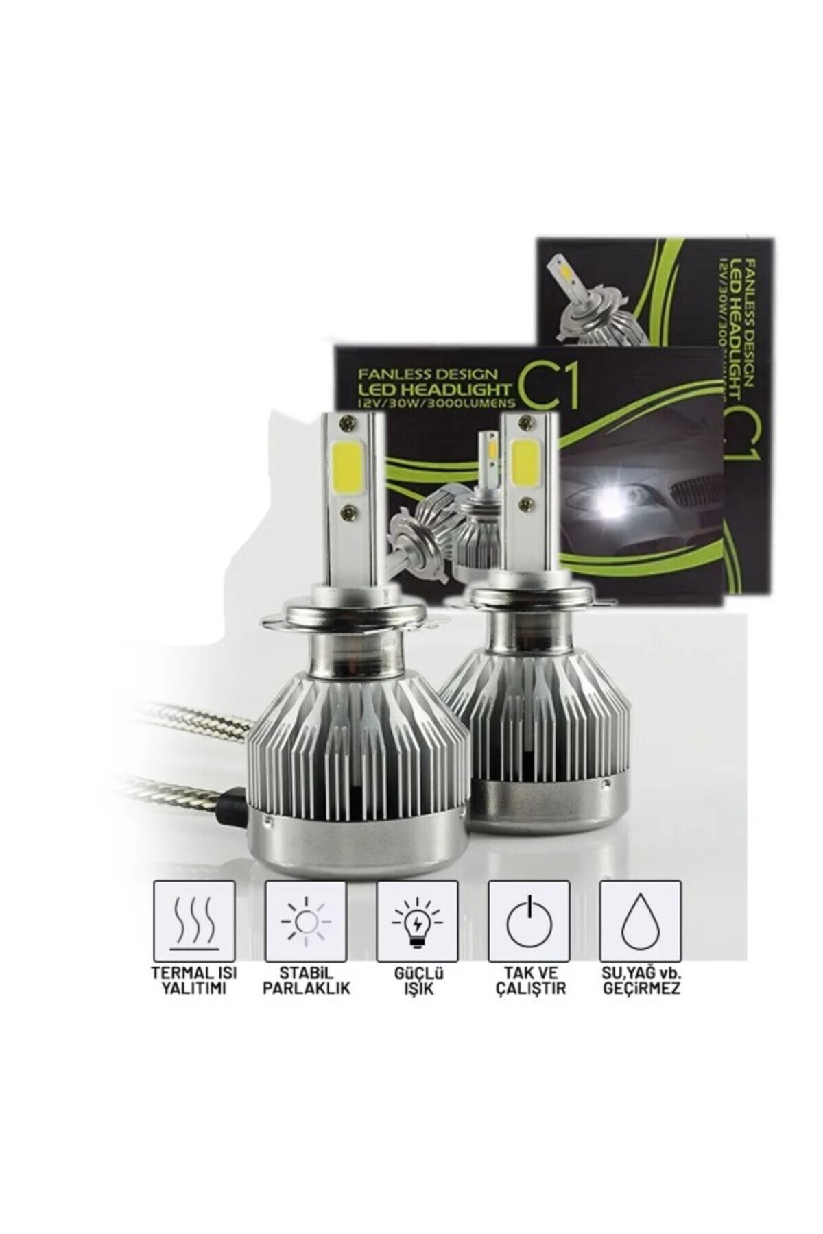 F1 H7 Mini Kar Beyazı Led Xenon Far Led Zenon Ampulü Şimşek Etkili 6500k 6400lm