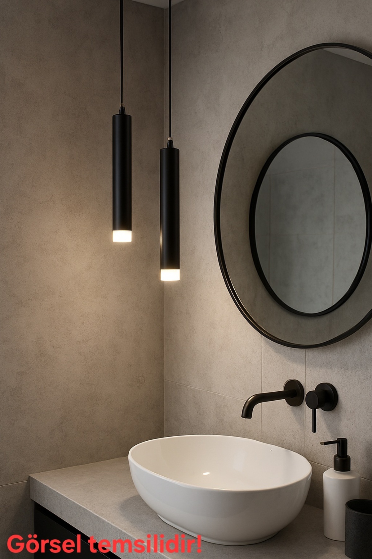 Sarissa Dekoratif 2'li Metal Tavan Siyah Sarkıt Modern Avize (GÜN IŞIĞI LED AMPULLER DAHİLDİR.)