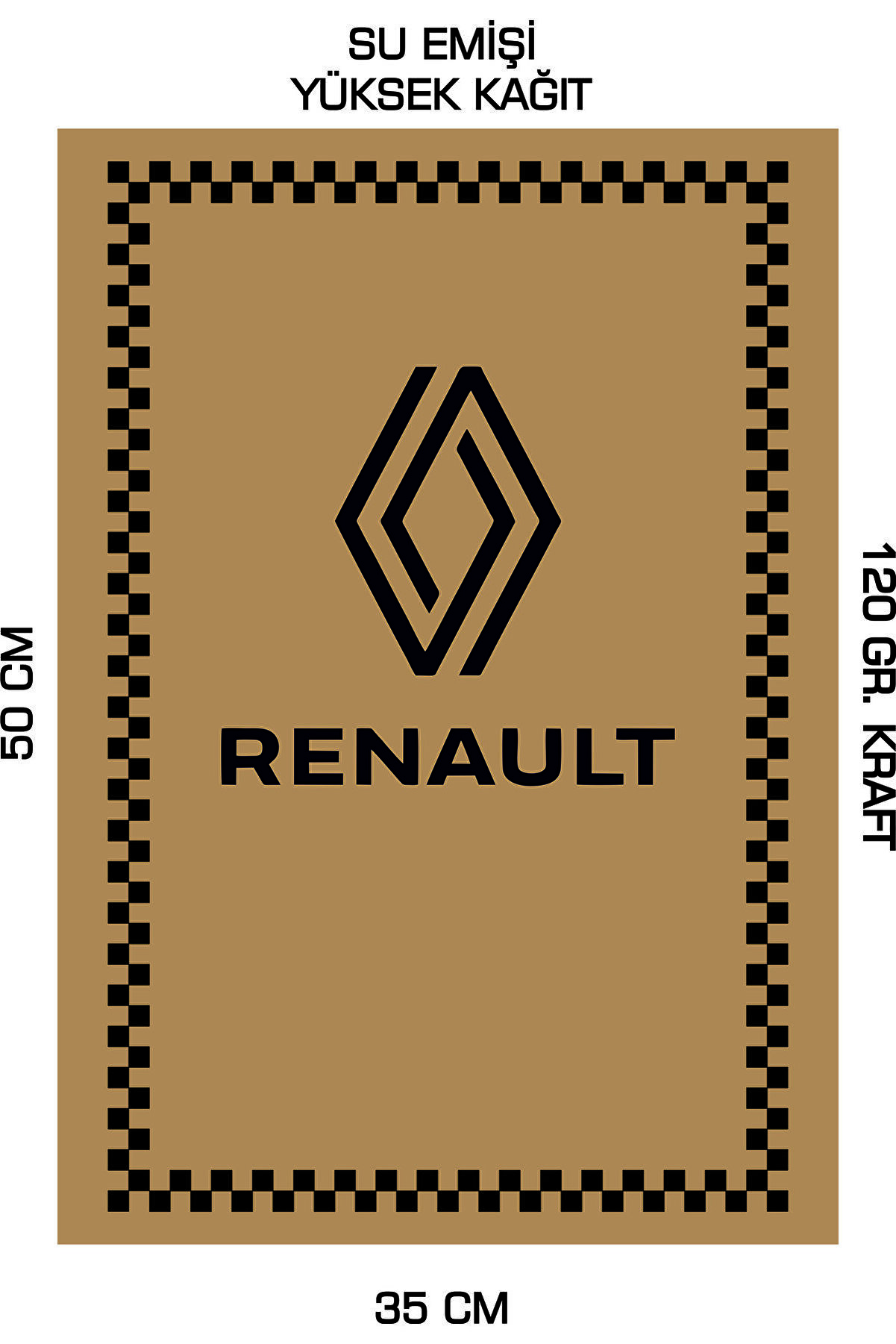 35x50 120 Gr. Kraft Kağıt Oto Paspası Renault Dikey 100 Adet