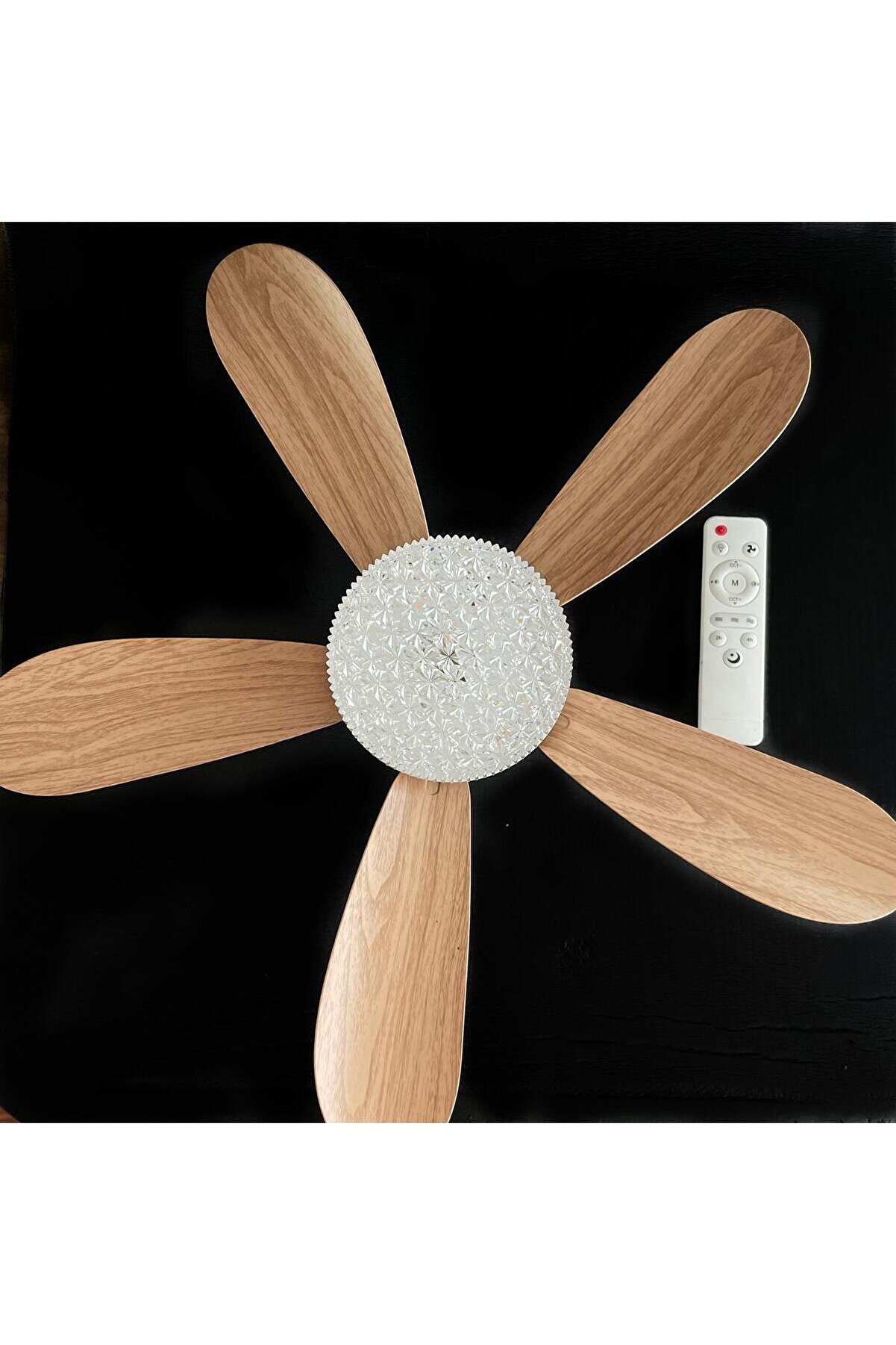 RBR KUMANDALI AHŞAP DESENLİ TAVAN VANTİLATÖRLÜ LED AMPUL_sessiz_uzaktan kumandalı