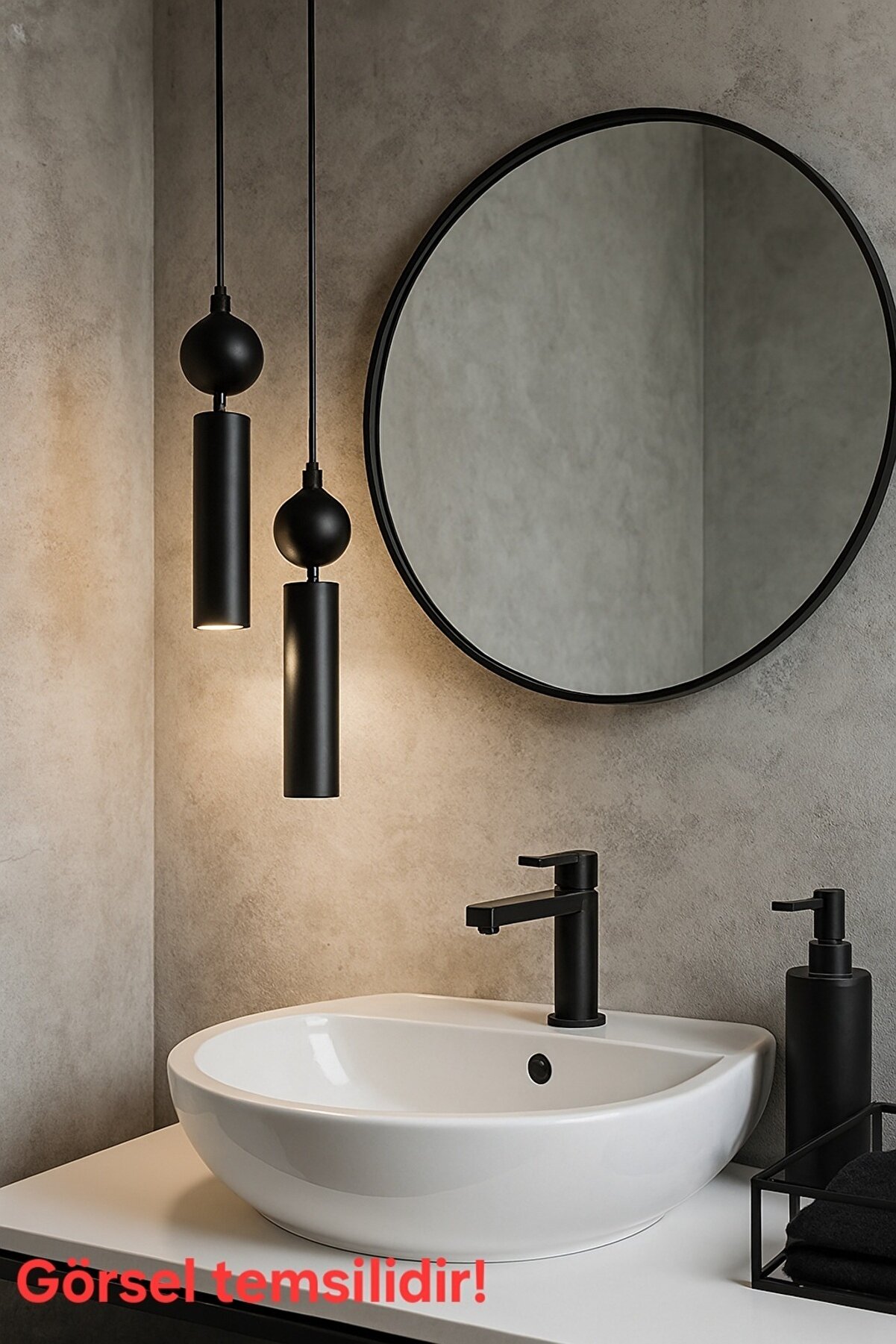 Sparg 2'li Dekoratif Metal Tavan Sarkıt Siyah Modern Avize (Gün ışığı led ampuller dahildir...)