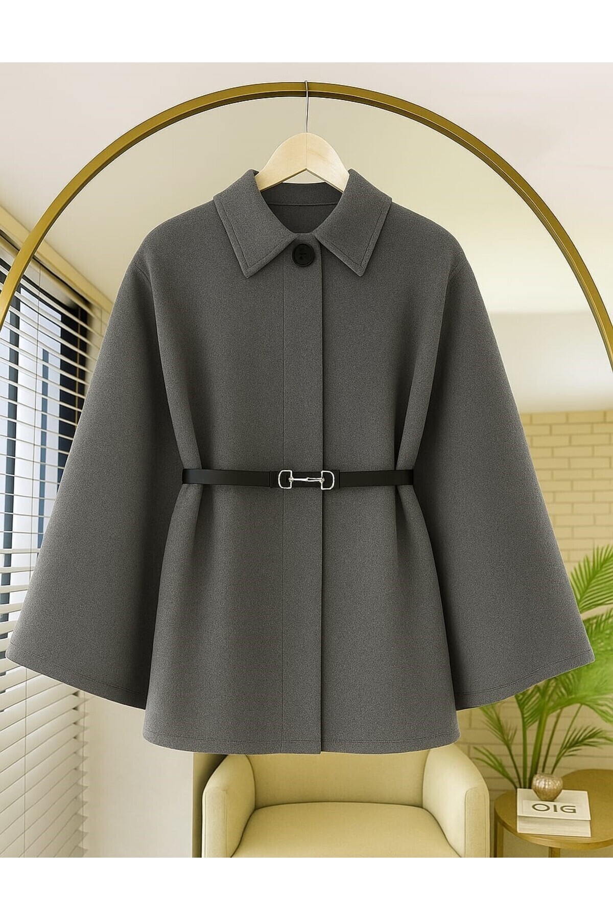 Gri Oversize Panço / Tesettür Tunik Yeni Sezon Rahat Modern Şık Kombin