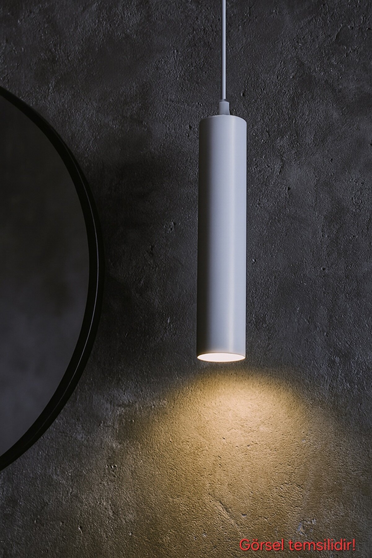 Serena Dekoratif Metal Tavan Sarkıt Tekli Beyaz Modern Avize (GÜNIŞIĞI LED AMPUL DAHİLDİR.)