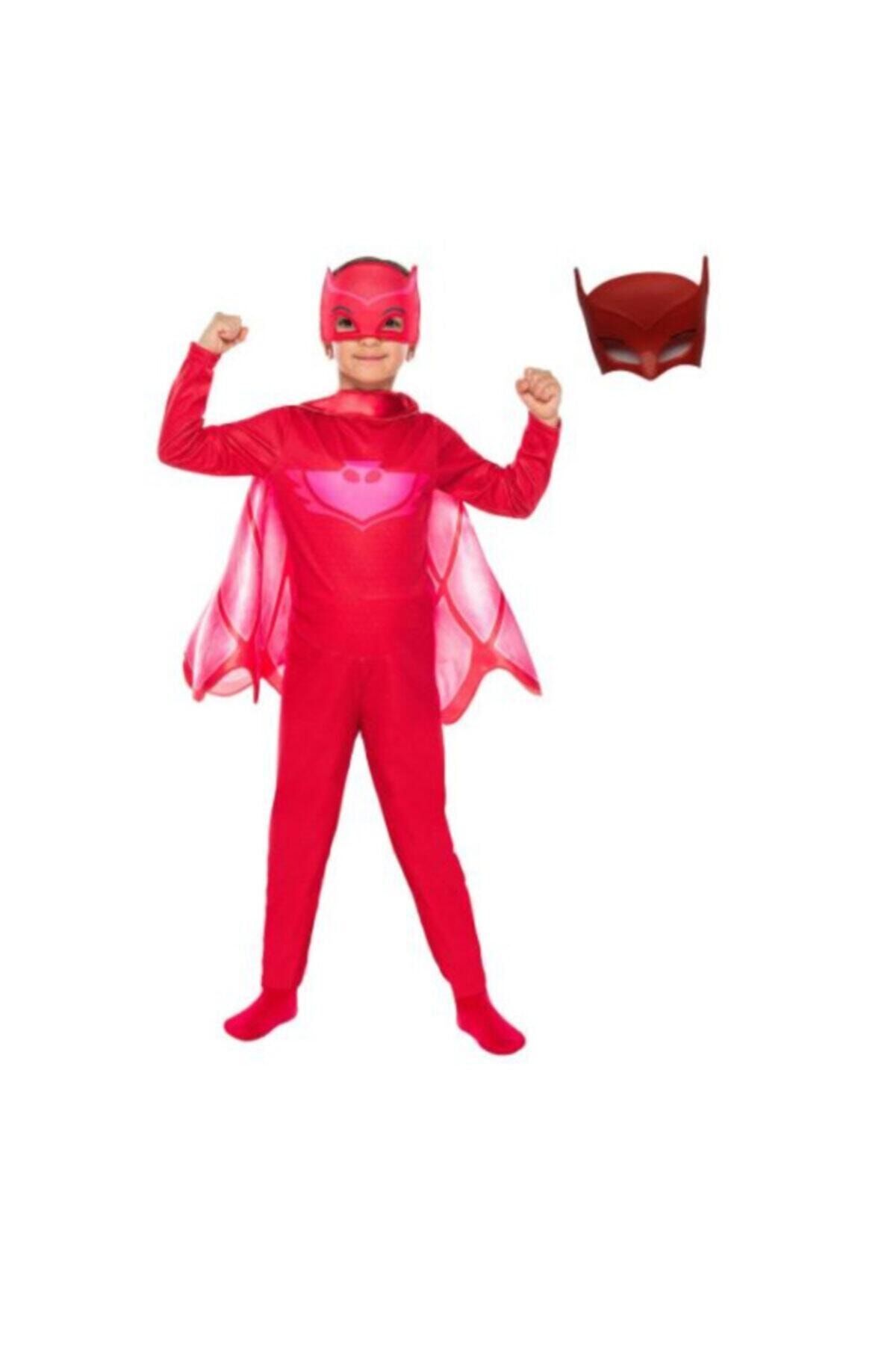 Pija Maskeliler Owlette Kırmızı Baykuş Kız 2 Maskeli Pelerinli Kostüm