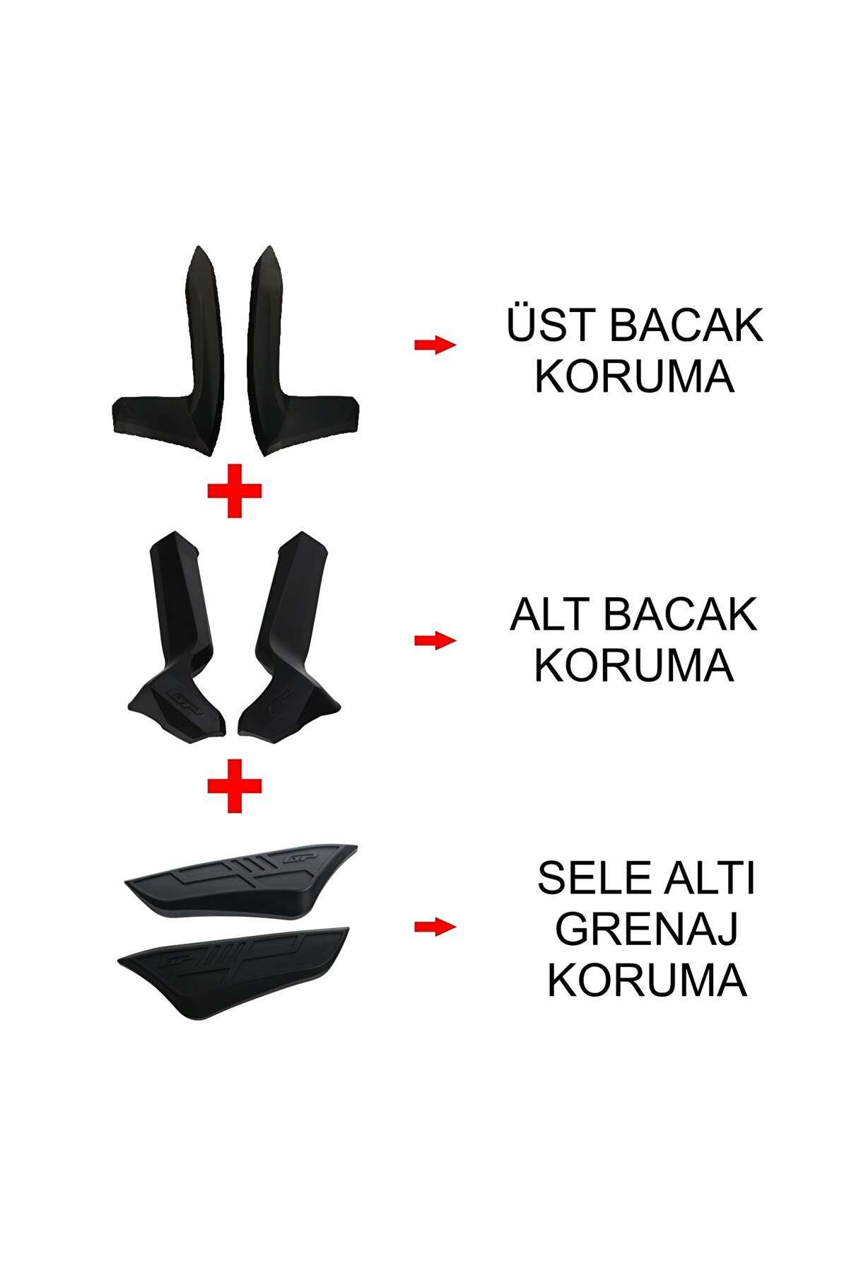 Gp Kompozit Honda Forza 250 2023-2025 Uyumlu Üst/alt Bacak Ve Grenaj Koruma Seti Siyah