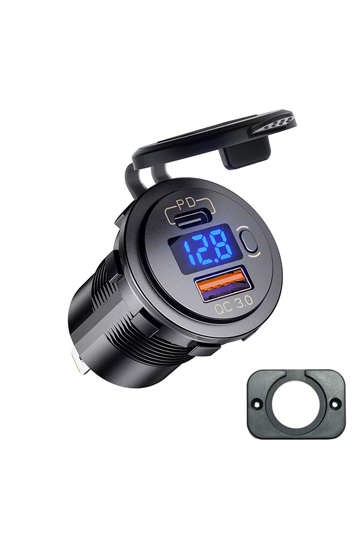 Pano Tip Marin Voltmetreli Usb Type-c Soketi Butonlu 12-24v Çerçeveli