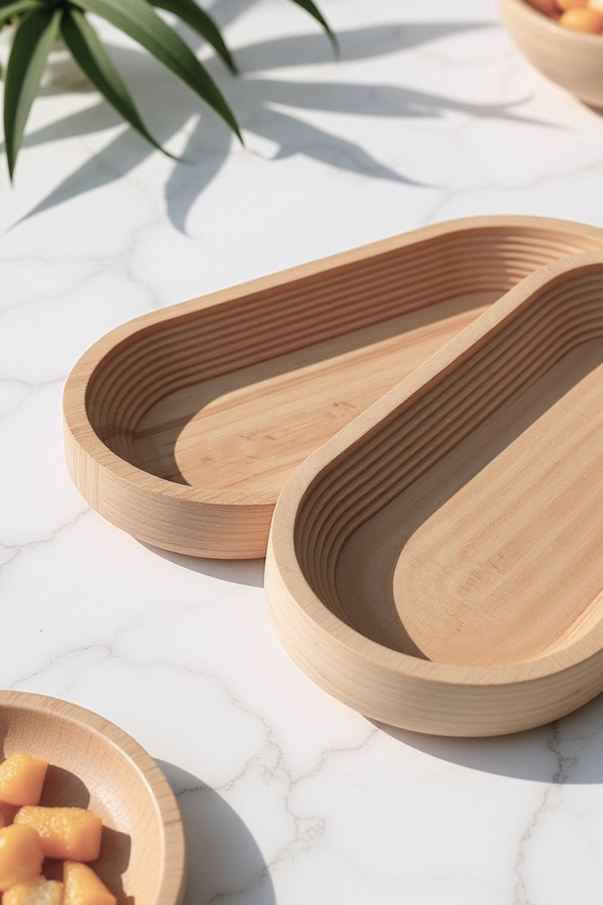 Geniş Amfi Şekilli Ahşap Çerezlik Seti ( 2 Parça )