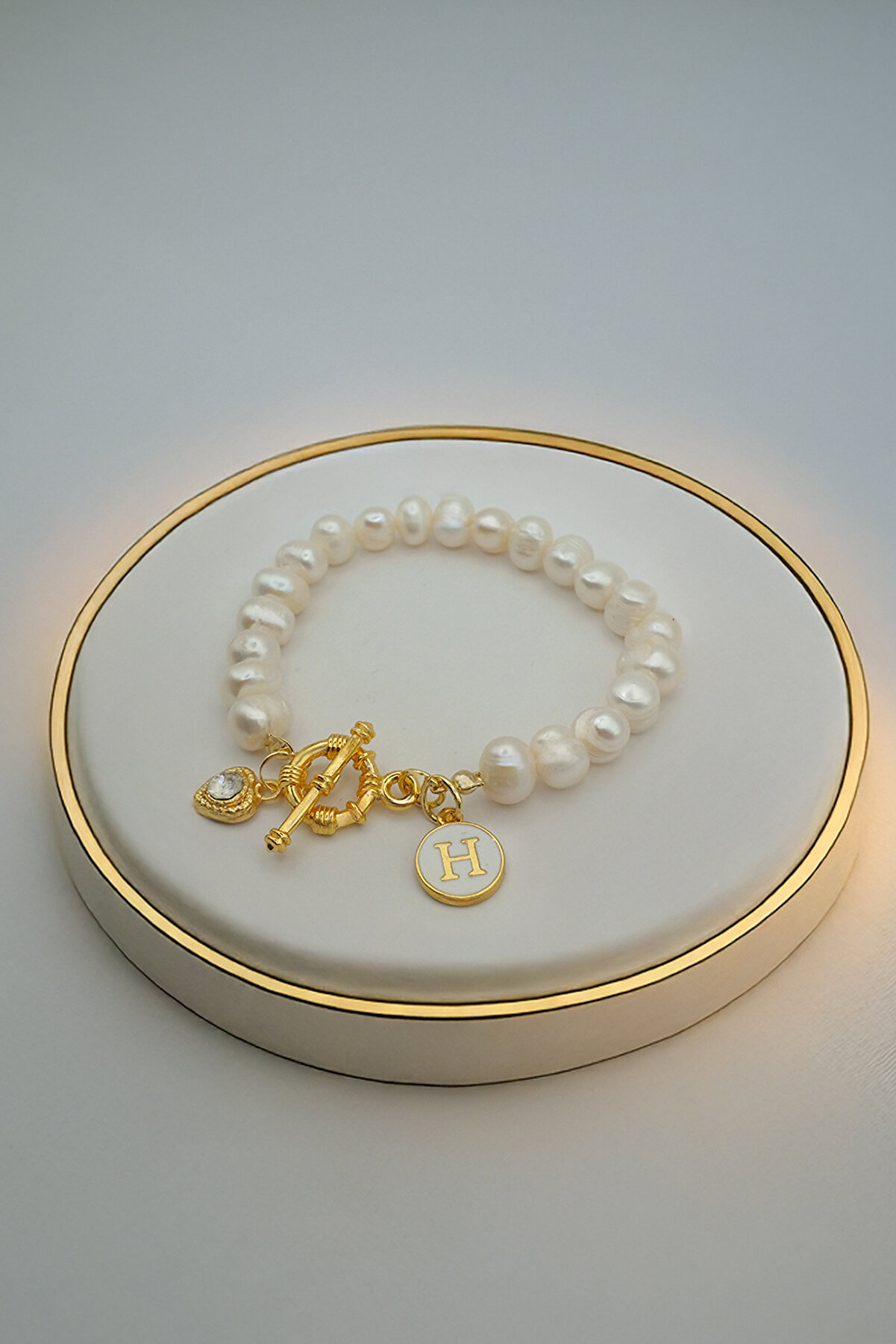 xtaki Gerçek inci bileklik, harfli incili altın bileklik , doğal inci bileklik ,altın inci bileklik