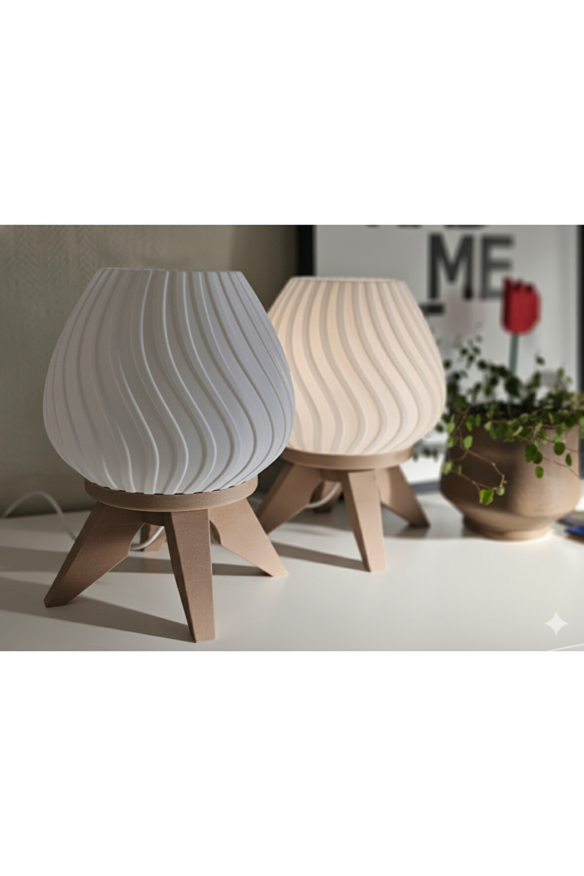 İskandinav Esintili Modern 2'li Abajur Seti (Ampul, Kablo Dahil)