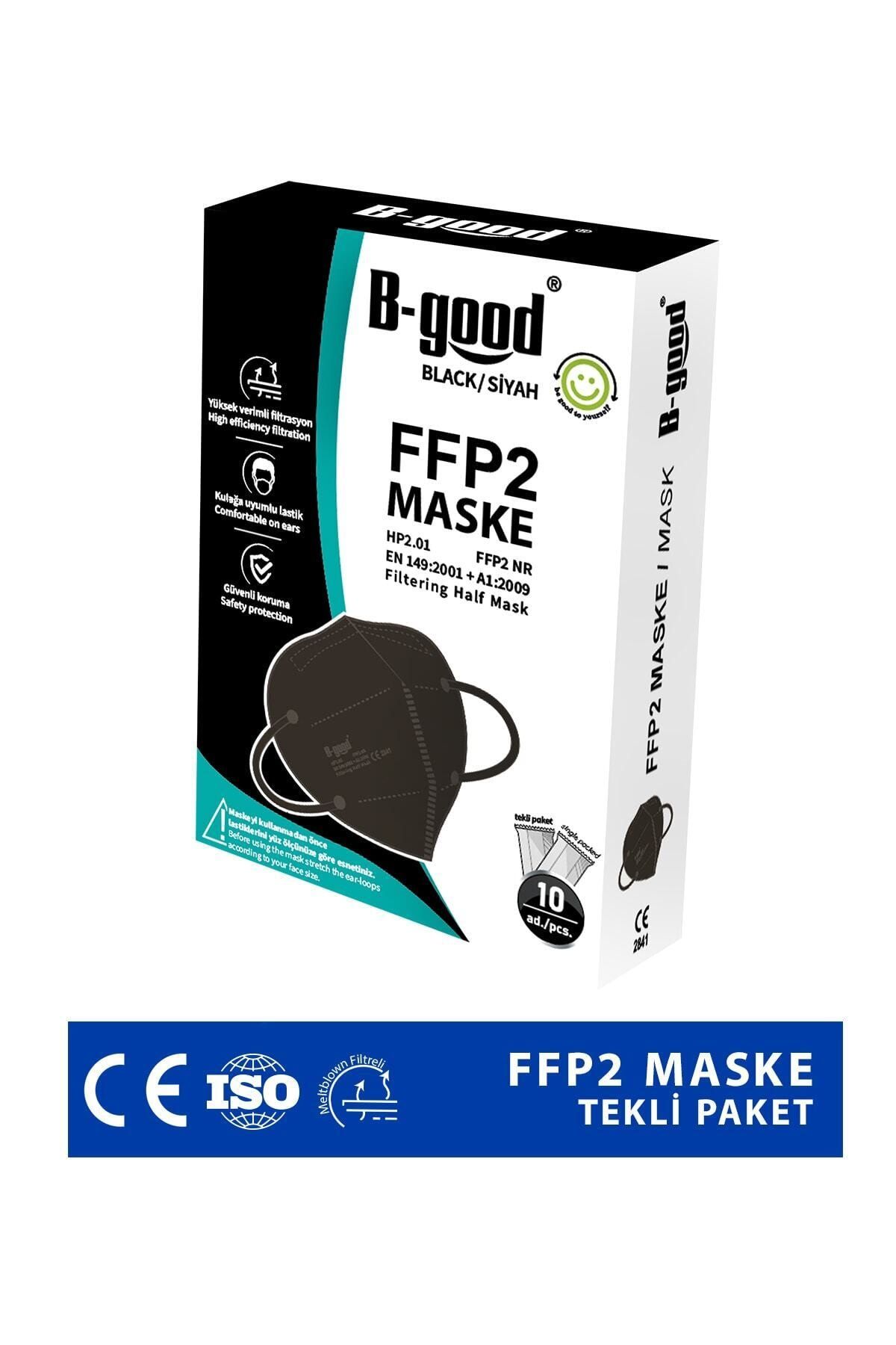 FFP2 Siyah Maske- 10 Adet (Tekli Paket)