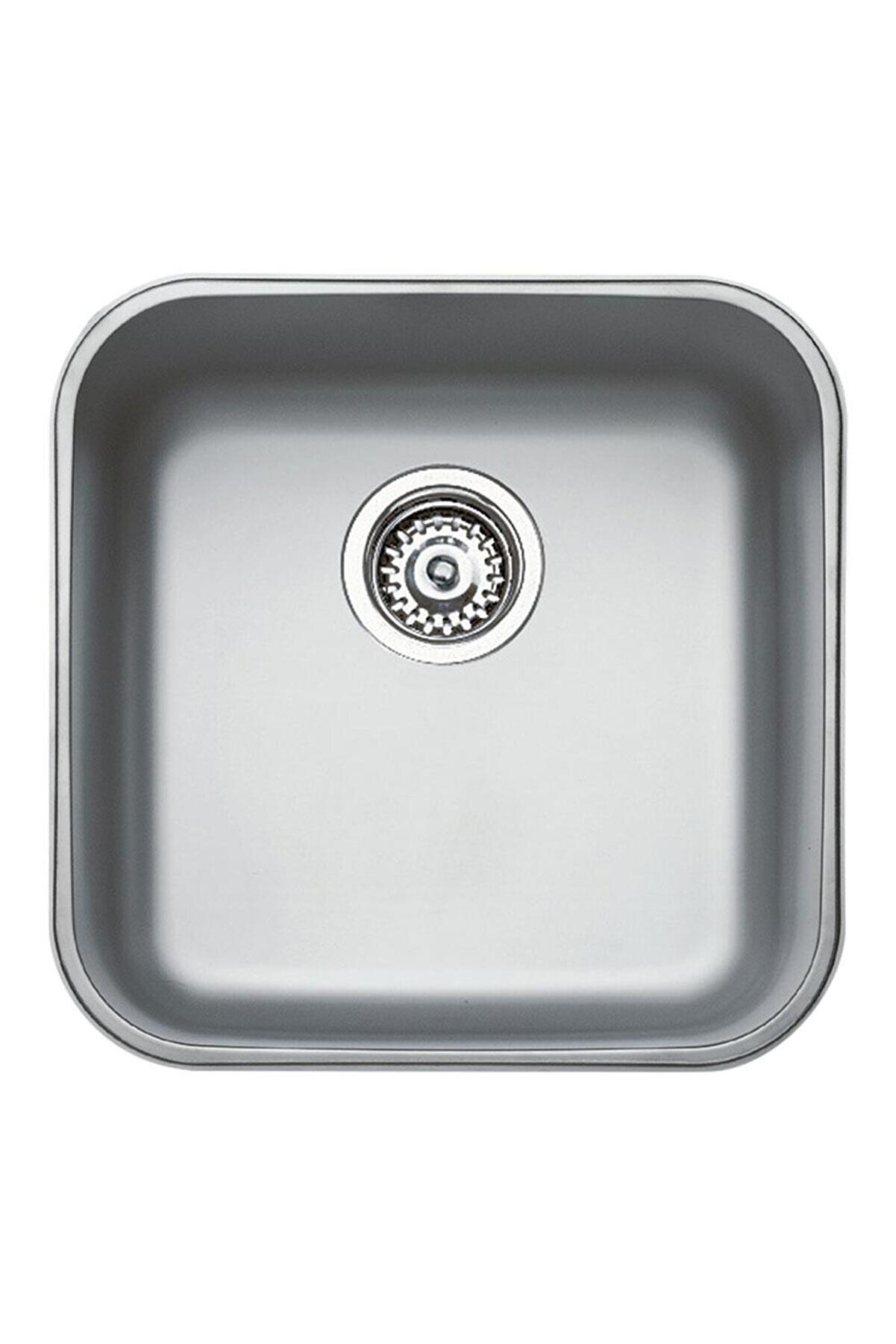 BE 40.40 Paslanmaz Çelik Evye, Mikro keten yüzeyli, Tezgah altı, 40x40 cm