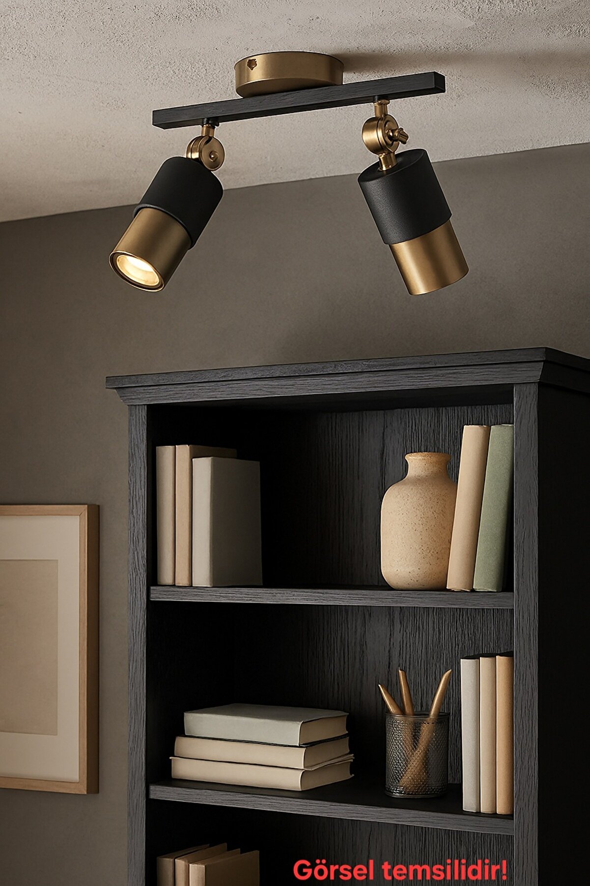 Lotus 2'li Dekoratif Eskitme Kaplama & Siyah Tavan Avize (GÜNIŞIĞI LED AMPULLER DAHİLDİR)