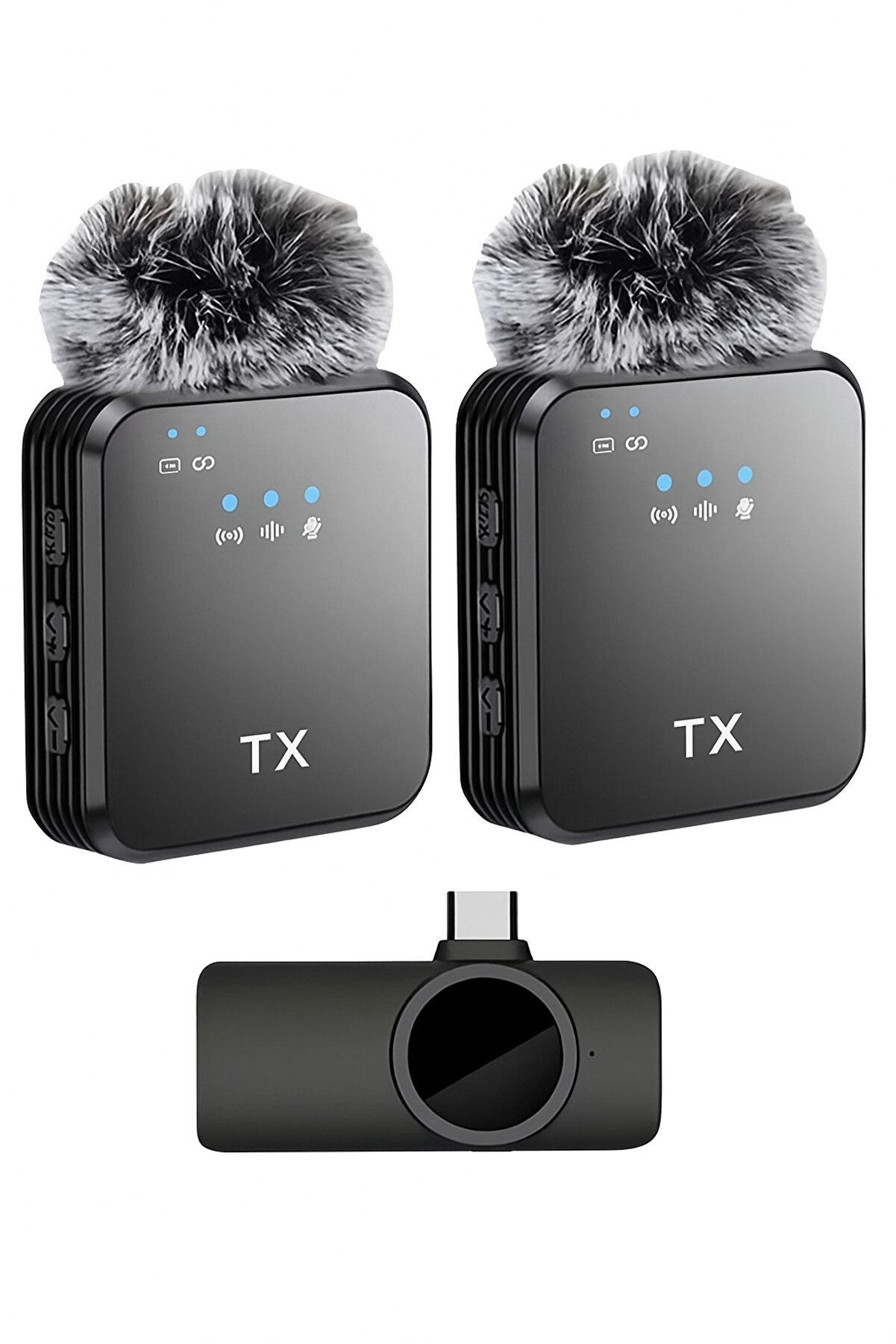 Kablosuz Yaka Mikrofonu Çift Mikrofon iPhone 17 ile Uyumlu TYPE-C Portlu Röportaj Canlı Yayın 1027