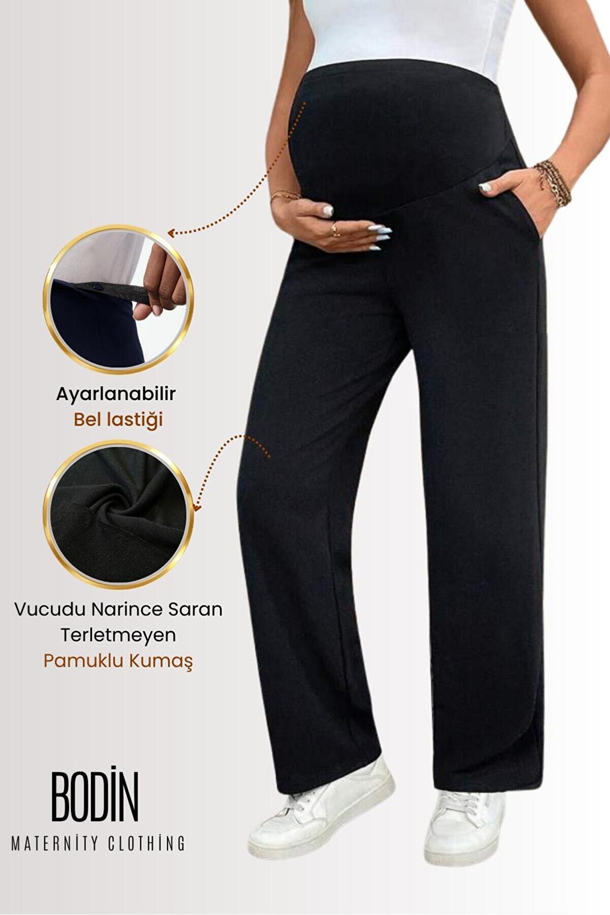 Ayarlanabilir Bel Pamuklu Kumaş Hamile ve Lohusa Eşofman Altı