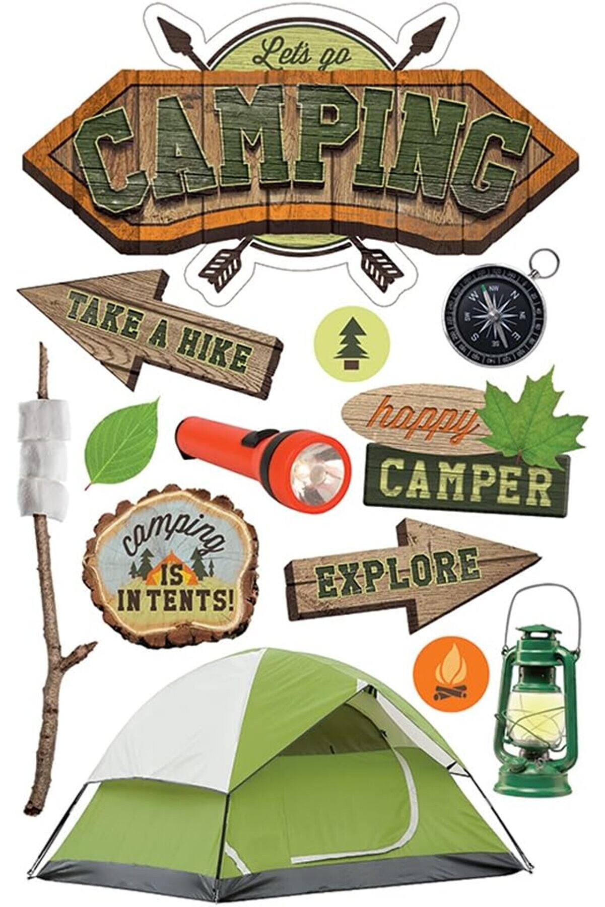 Productions STDM-0268E 3D Çıkartma, Kamp (3'lü Paket) 236580