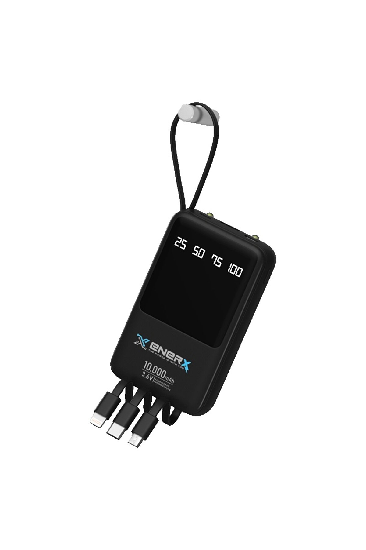 Enr-p10dc 10000 Mah 2.0 Amper Dahili Kablolu Powerbank Siyah
