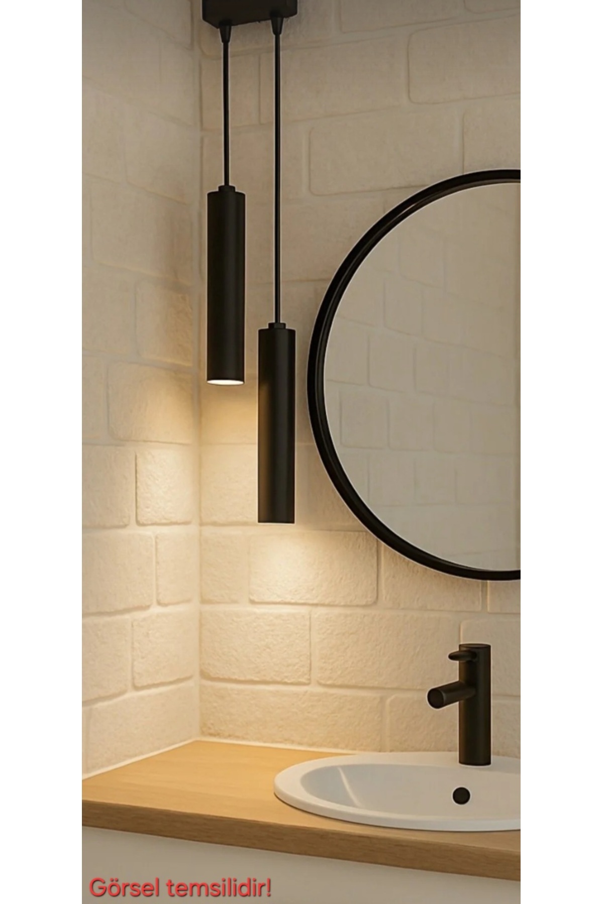 Serena Dekoratif 2'li Metal Tavan Sarkıt Siyah Modern Avize (Gün ışığı led ampuller dahildir.)