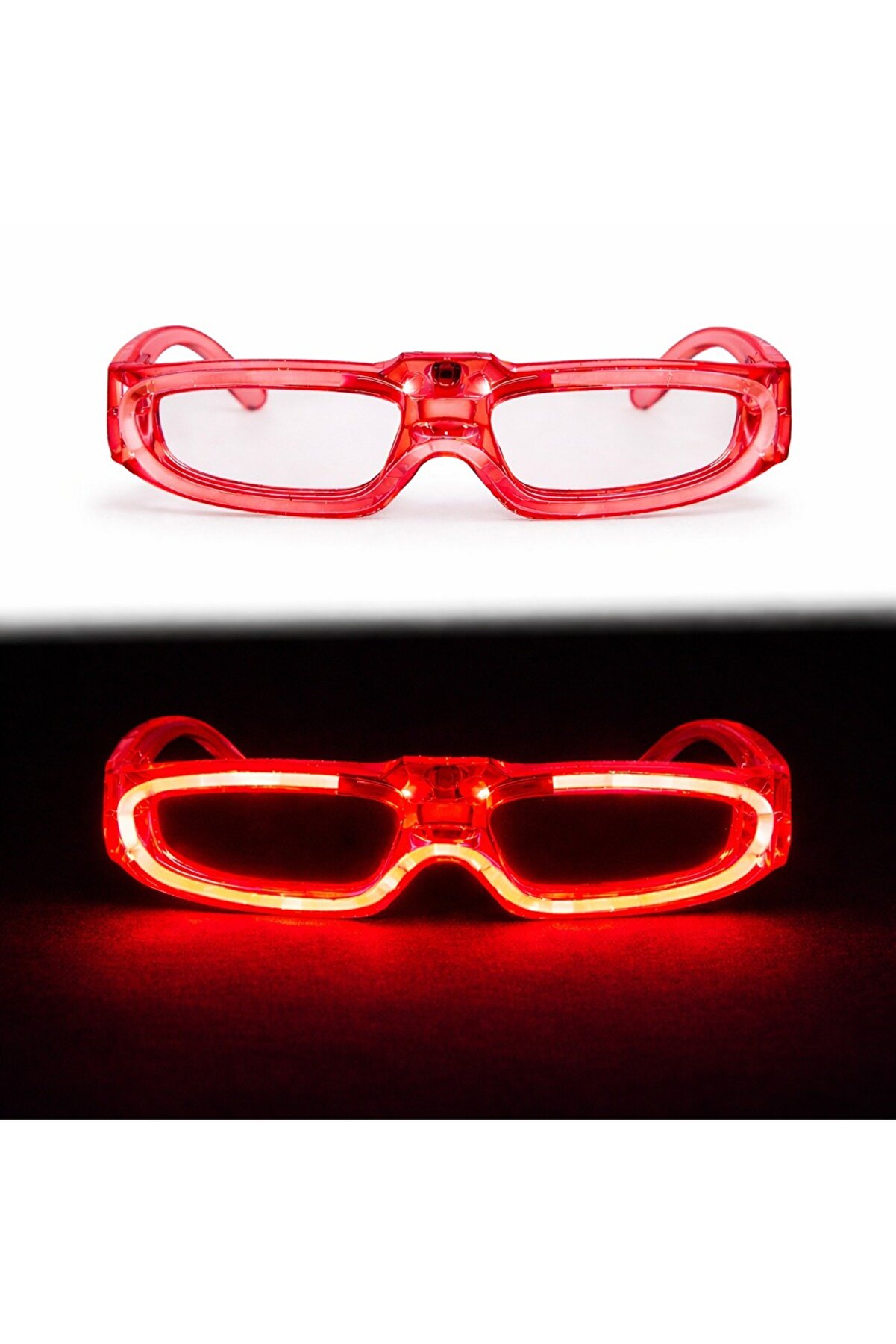 Kırmızı LED Işıklı Parti Gözlüğü 3 Modlu – Glow &amp; Gece Eğlence Gözlüğü