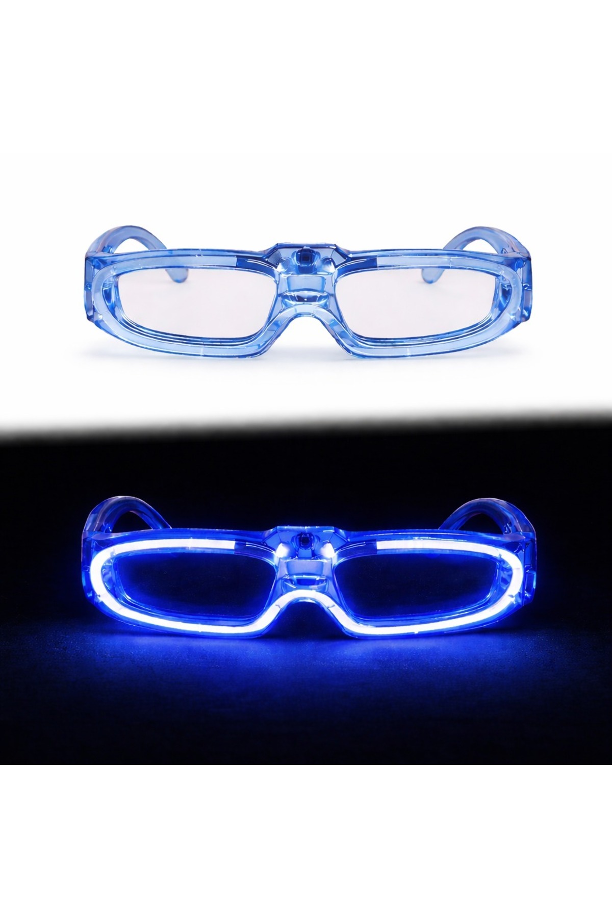 Mavi LED Işıklı Parti Gözlüğü 3 Modlu – Glow &amp; Gece Eğlence Gözlüğü