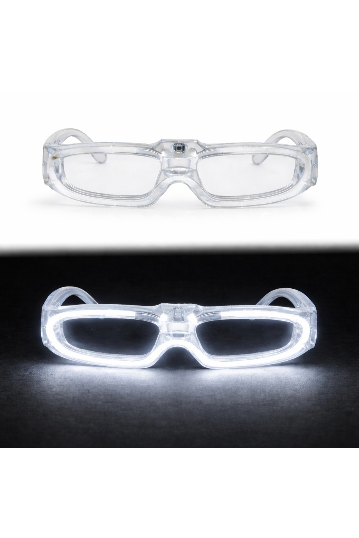 Beyaz LED Işıklı Parti Gözlüğü 3 Modlu – Glow &amp; Gece Eğlence Gözlüğü