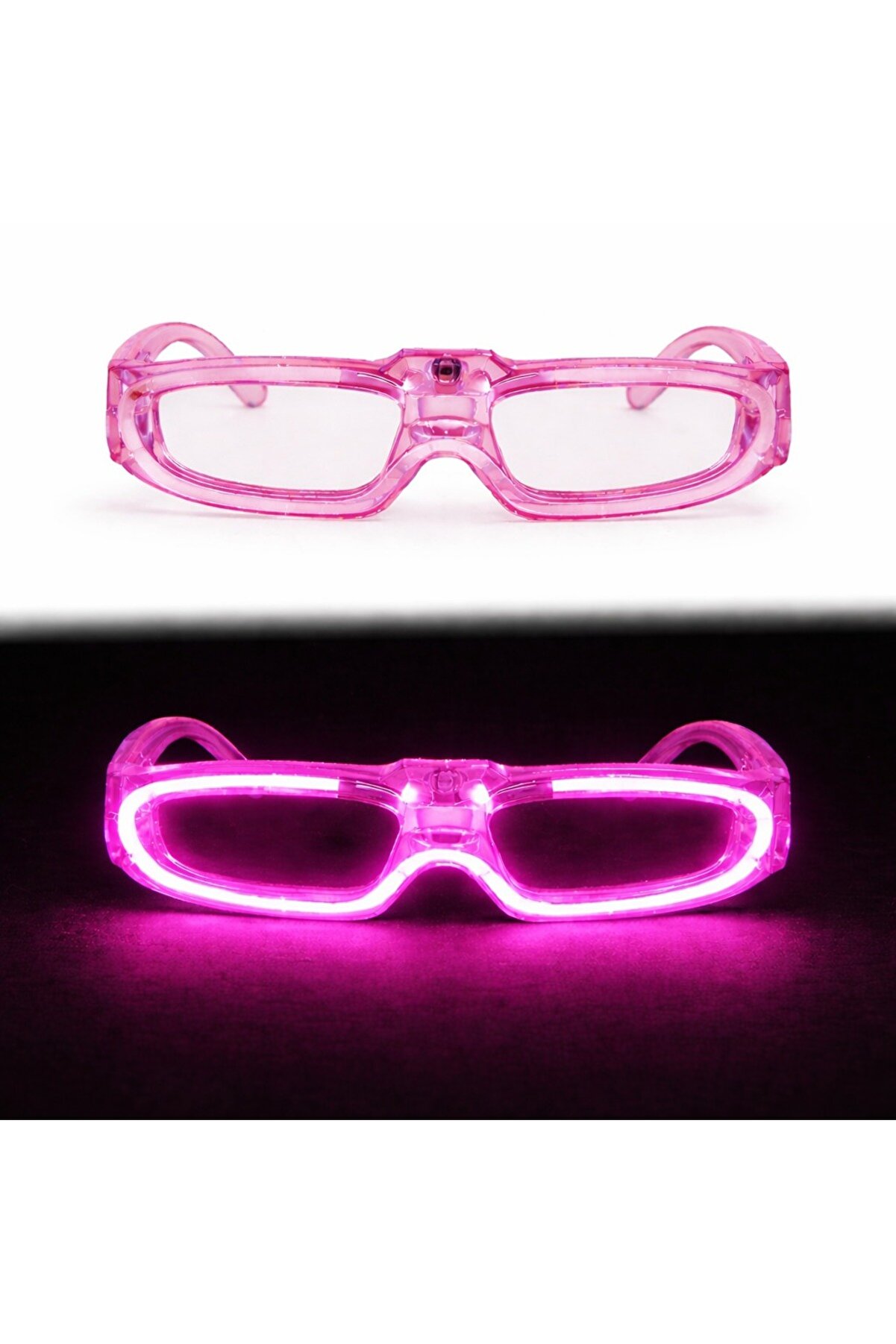 Pembe LED Işıklı Parti Gözlüğü 3 Modlu – Glow &amp; Gece Eğlence Gözlüğü