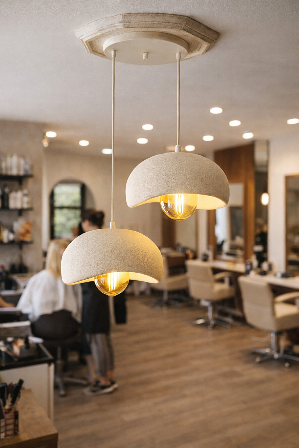 Ampul HEdiye Beton Krem Pinterest 2'Li Sarkıt Avize Bohem Modern Rustik Salon Mutfak Ofis İşyeri