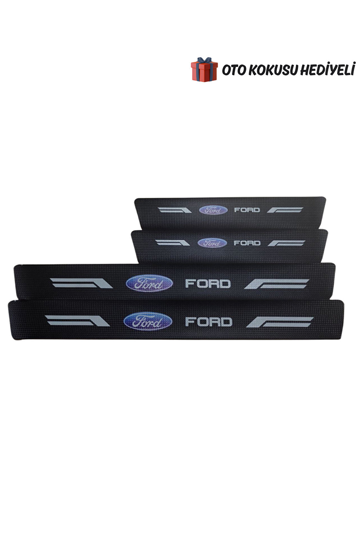Ford Logolu Uyumlu Karbon Kapı Eşiği Koruyucu Bant Folyo 4'lü Set