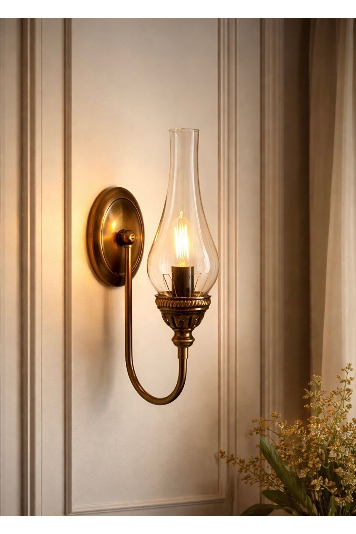 Eskitme Gaz Lambası Aplik | Dekoratif ve Otantik Duvar Aydınlatma | Ampul Hediyeli 💡