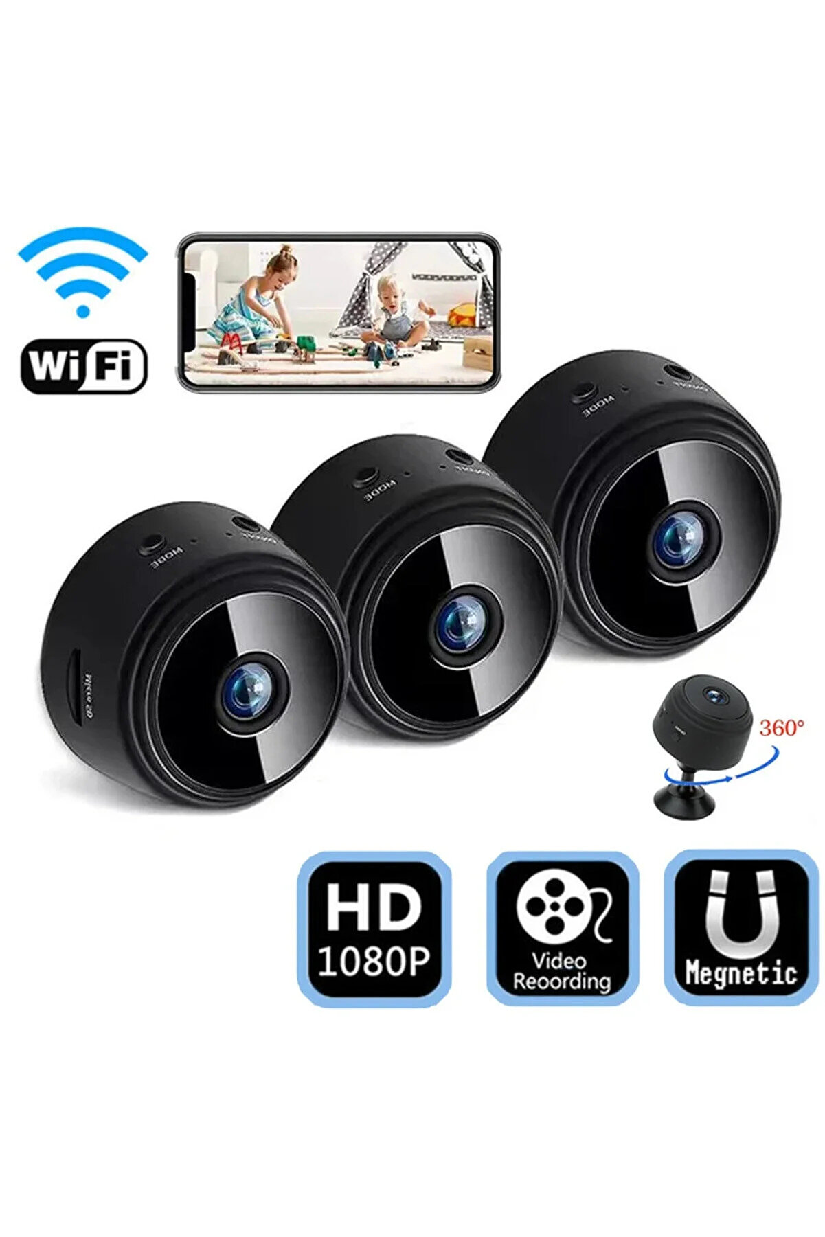 Mini Wifi Gizlenebilir Kamera - Yüksek Çözünürlüklü, WiFi Destekli Ultra Kompakt Mini kamera