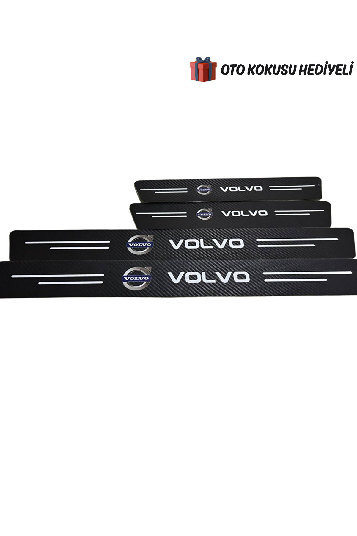 Volvo Logolu Karbon Kapı Eşiği Koruyucu Bant Folyo 4'lü Set