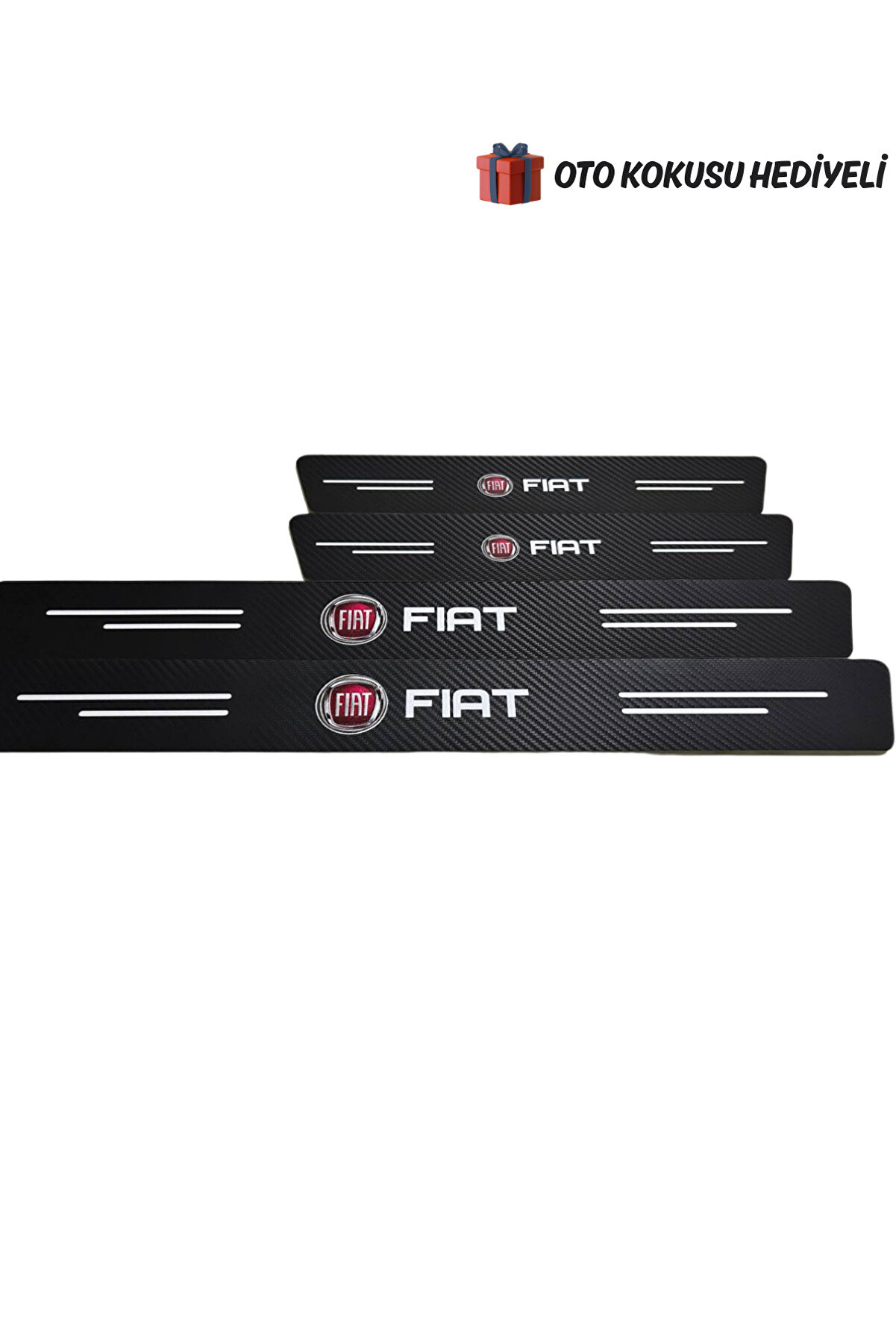 Fiat Logolu Karbon Kapı Eşiği Koruyucu Bant Folyo 4'lü Set
