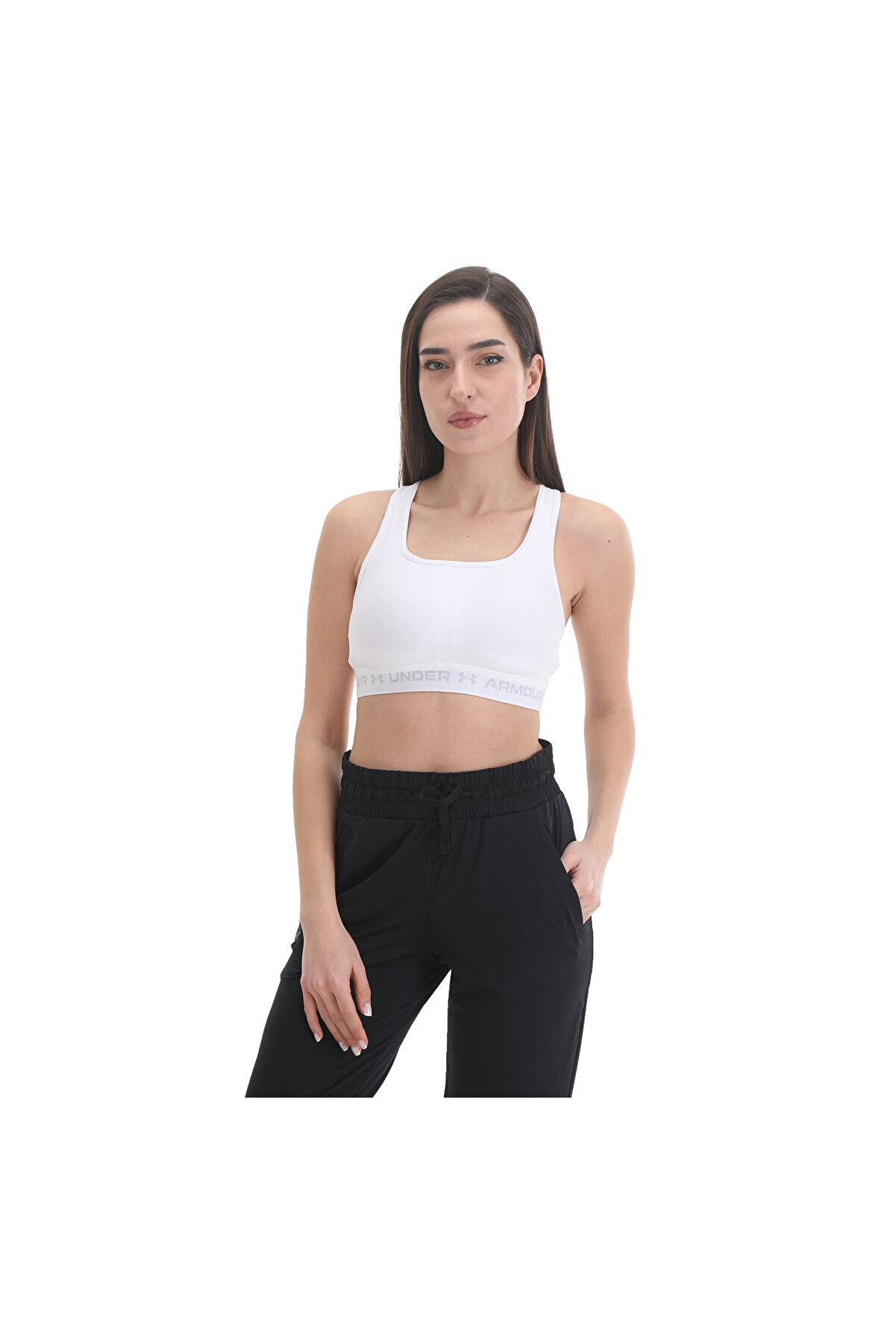 A1361034-100-100 Ua Crossback Mid Bra Kadın B&amp;uuml;stiyer Beyaz