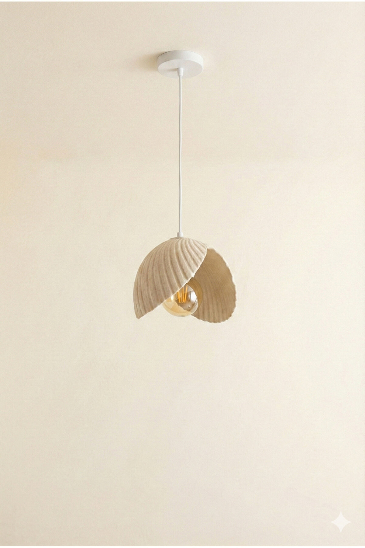 Tekli Sarkıt İstiridye Avize Bohem İskandinav Görünüm Beton Dokulu (E27 AMPUL DAHİL)