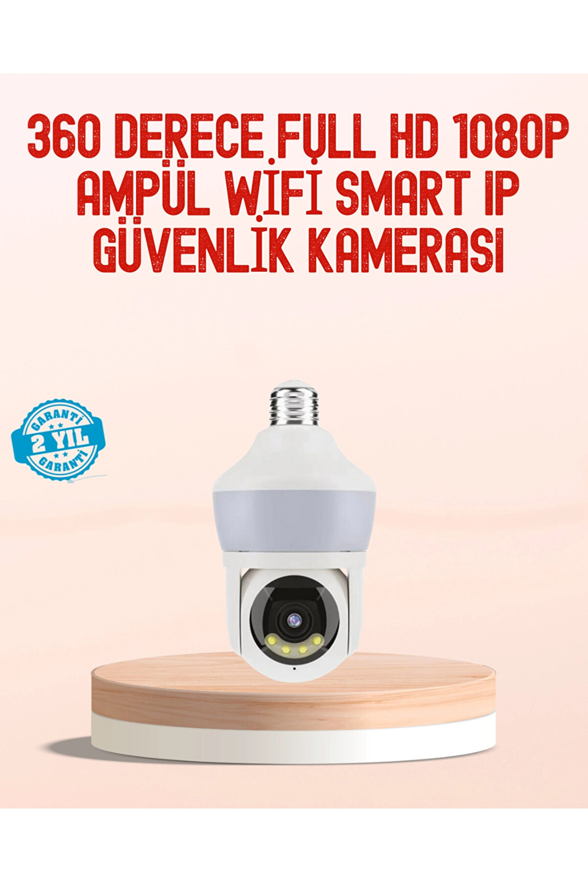 360° Full HD Wi-Fi Akıllı Ampül Kamera Gece Görüşlü