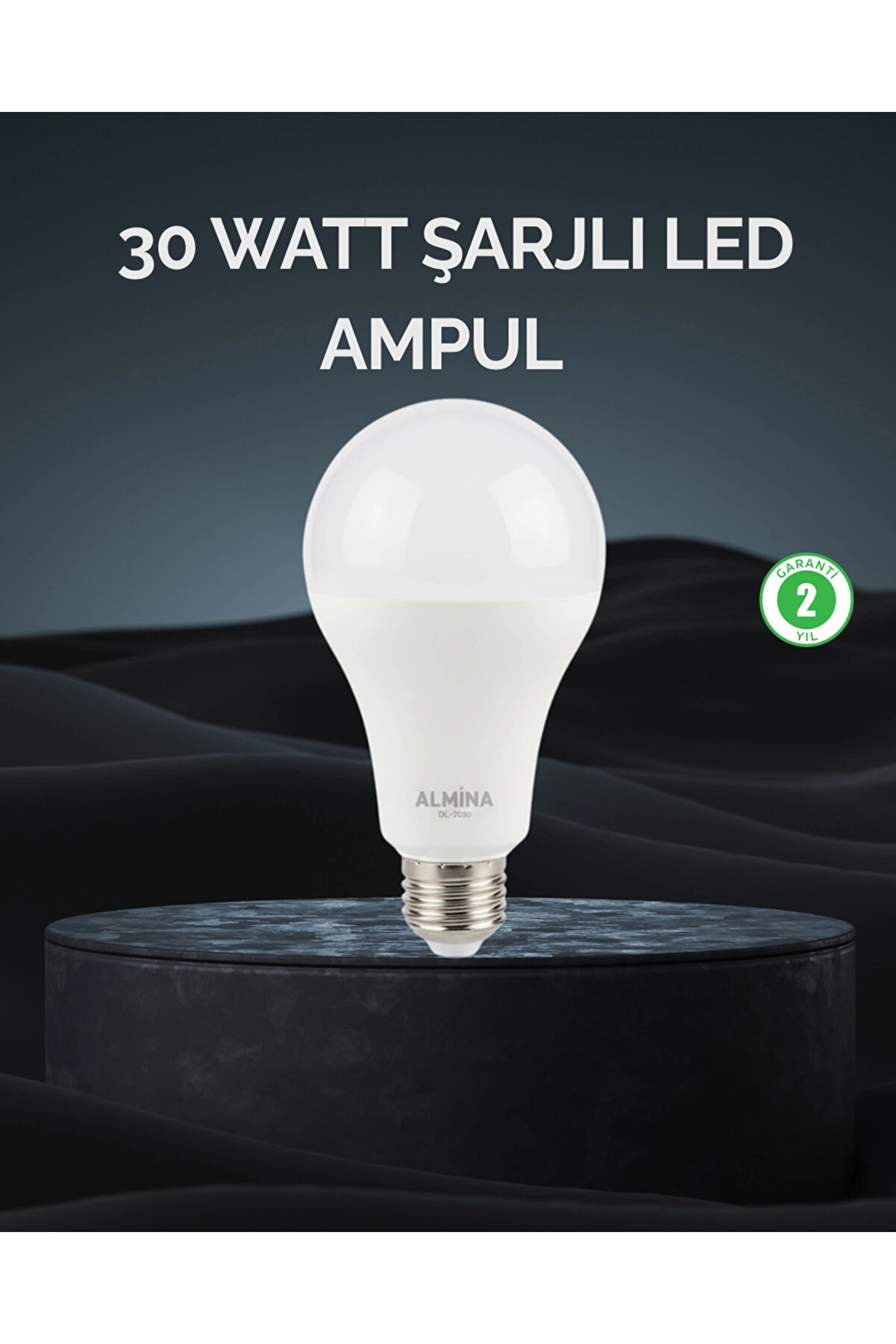 Şarjlı LED Ampul 30 Watt Soğuk Beyaz