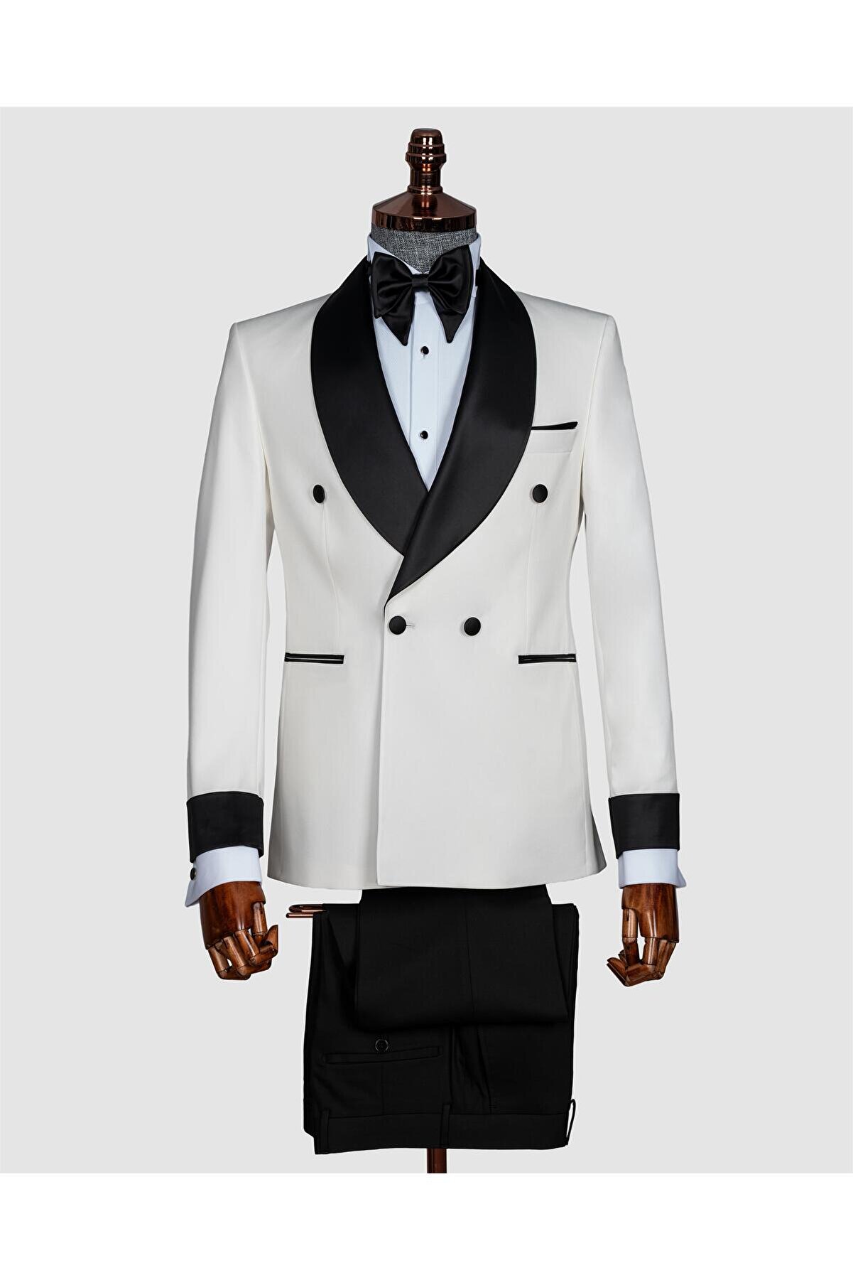 Erkek Slim Fit Şal Yaka Smokin &amp; Damatlık Takım Elbise