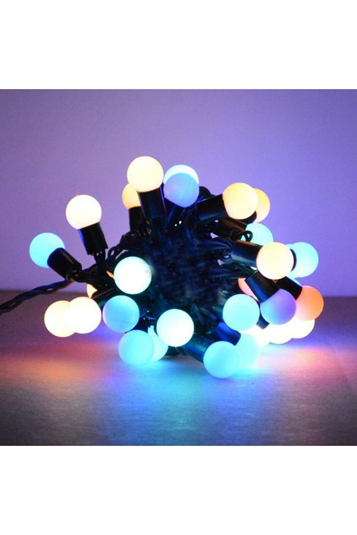 Partidolu Karışık Renkli 40 Ampullü Yılbaşı Top Led Işık 4.5 Mt yılbaşı ramazan Elektrikli