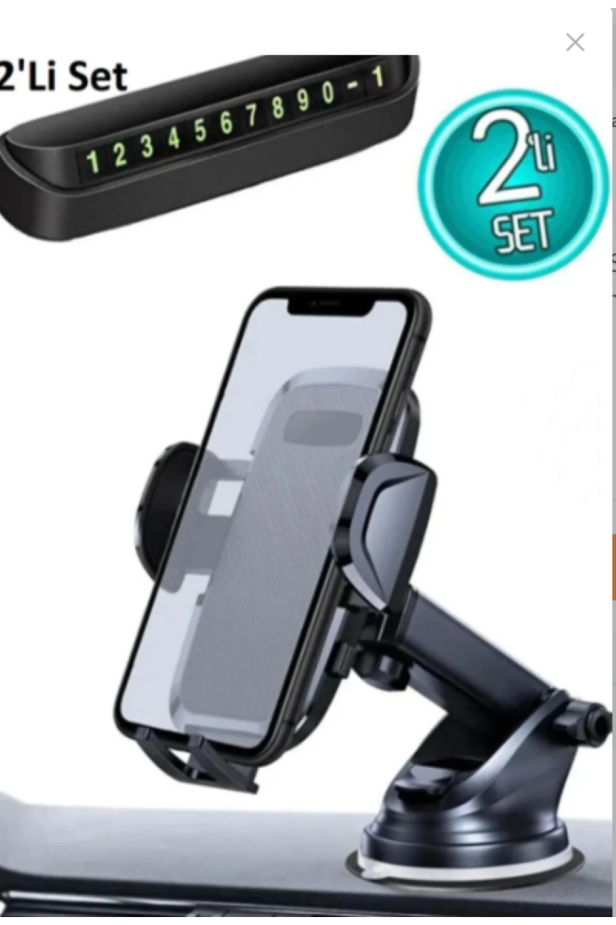 2li Set Araç Telefon Tutucu Numaratör Torpido Cama Yapışan Vantuzlu Araba Telefon Tutacağı