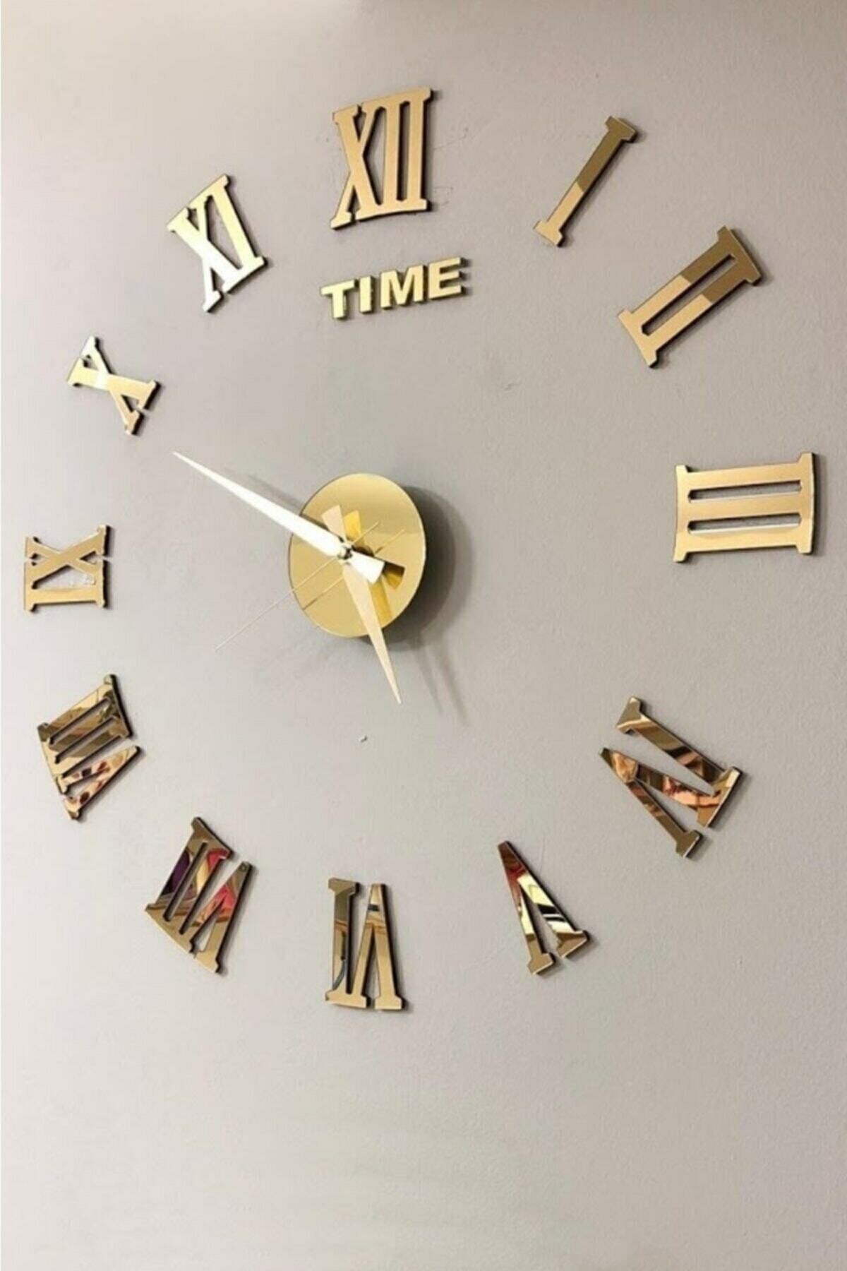 Time Collection 3d Roma Rakamlı Duvar Saati (ALTIN)