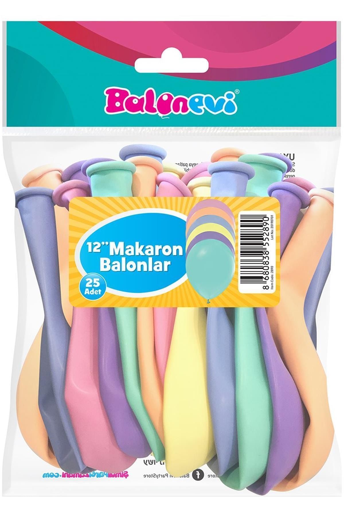 25'li Karışık Makaron Balon 12 İnç