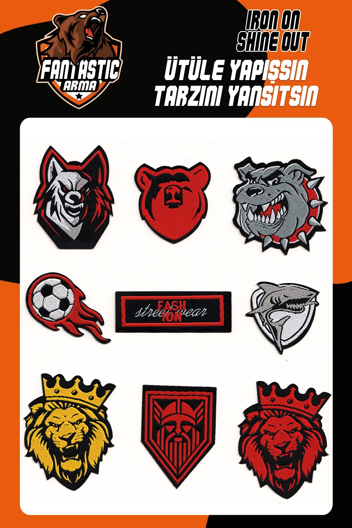 Ütü Ile Yapışan Dokuma Arma Seti Patch Yama Aslan, Kurt, Futbol Topu Modeli