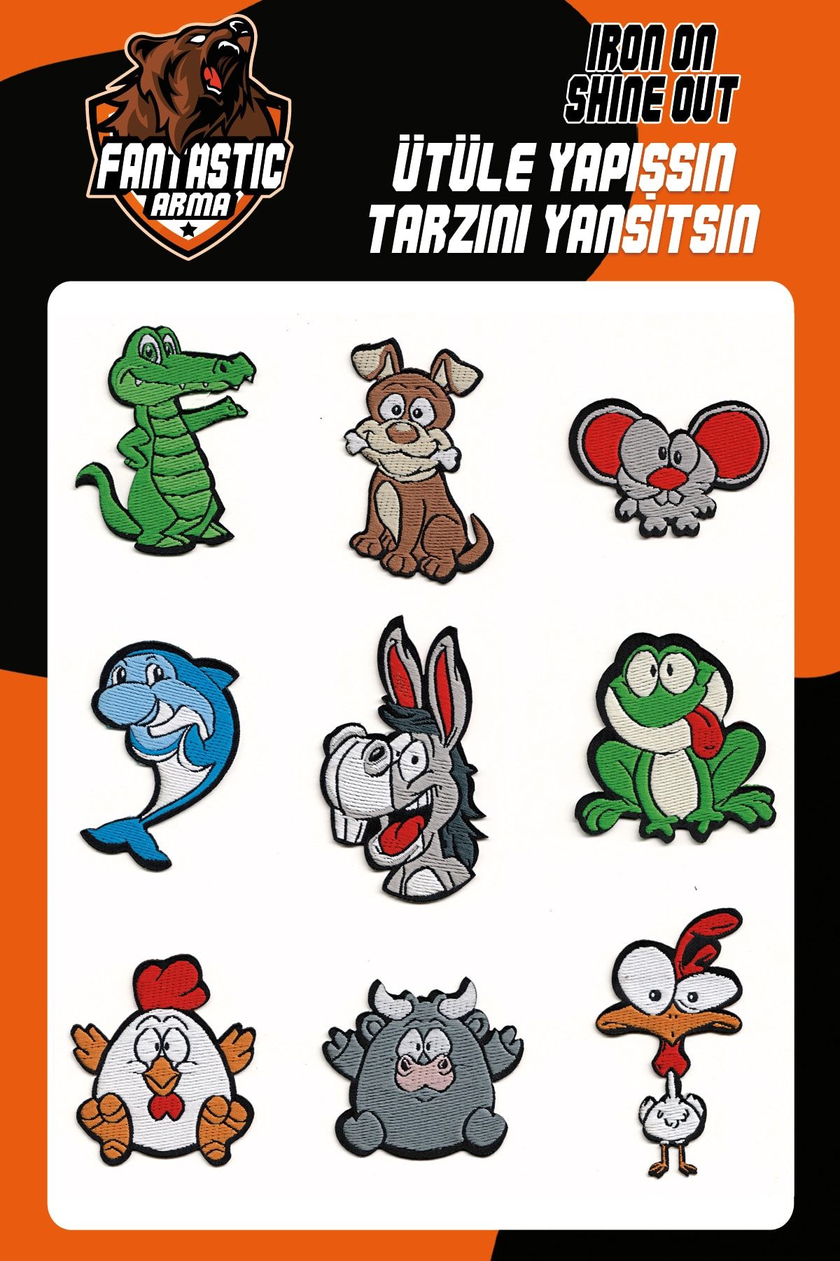 Ütü Ile Yapışan Dokuma Arma Seti Patch Yama Timsah, Eşek, Renkli Hayvanlar Modeli